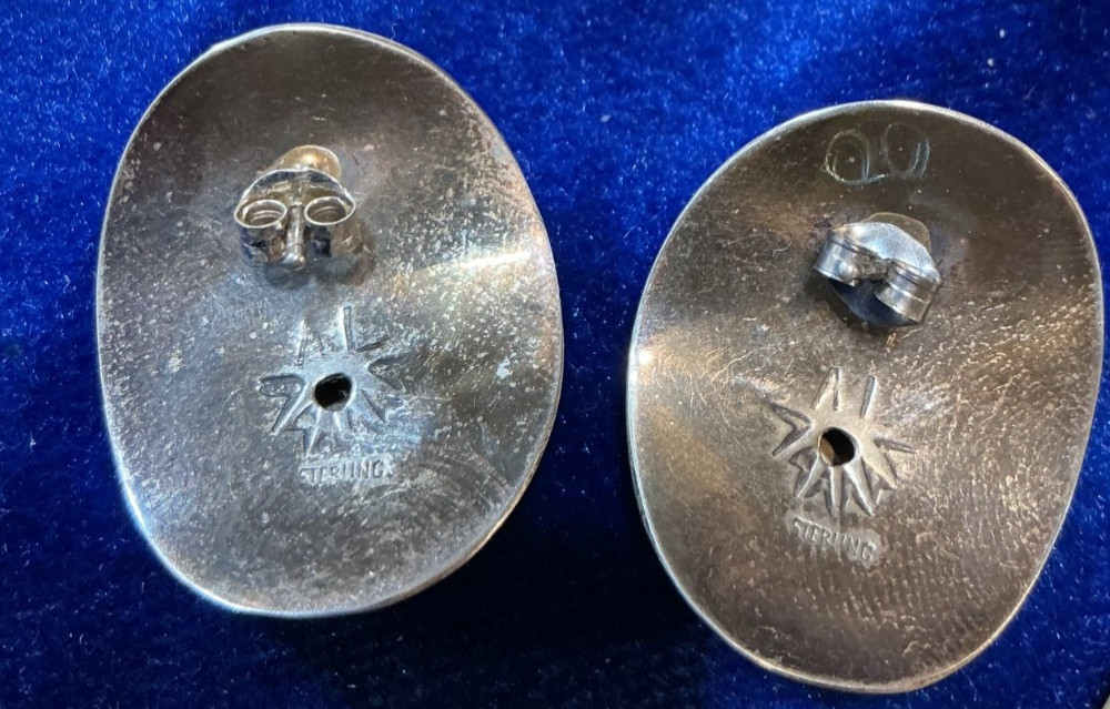 VINTAGE SOUTHWEST. N. A. STERLING DOME EARRINGS, SIGNED