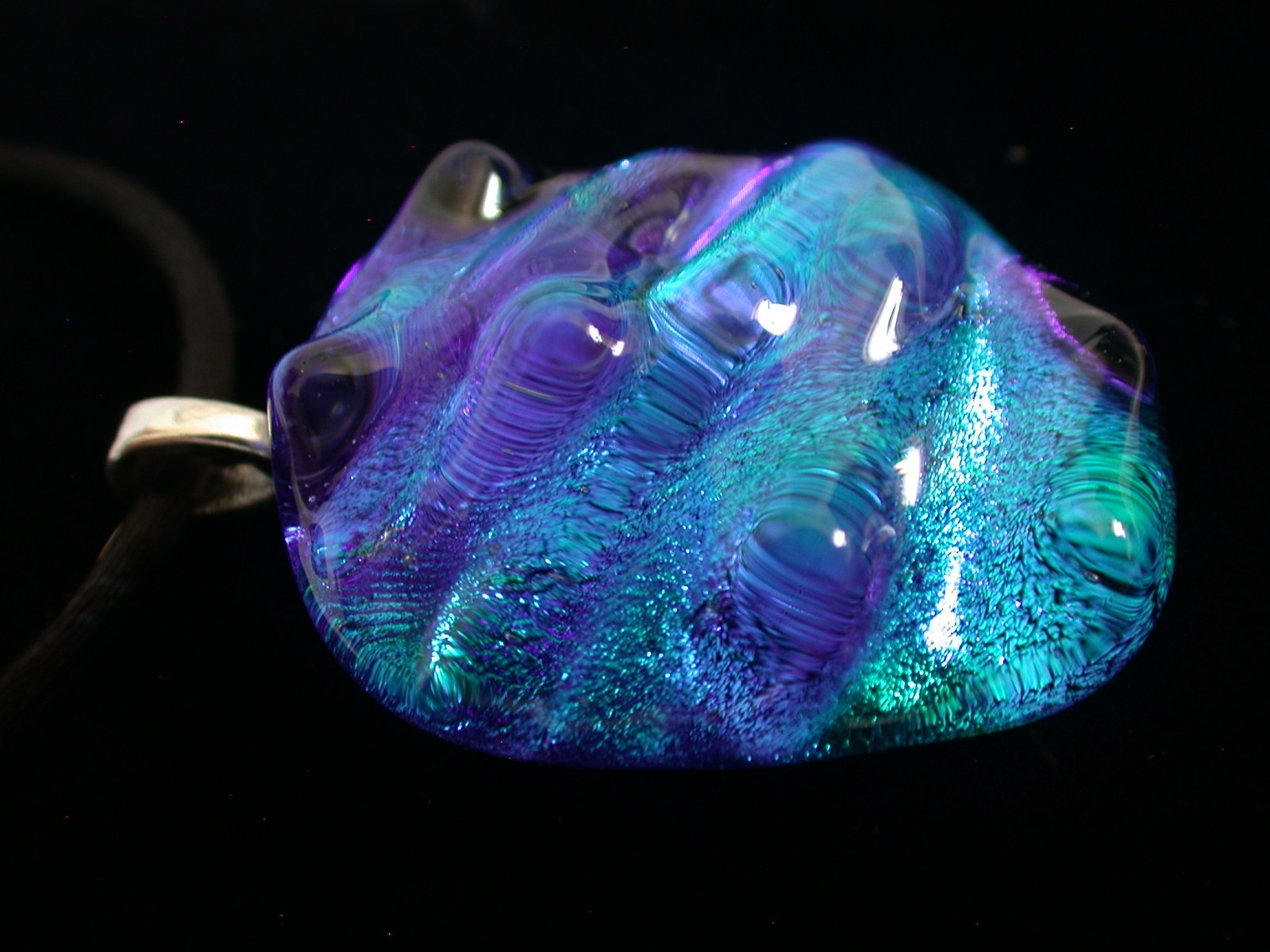 HANDCRAFTED Dichroic Sculptured Fused Glass Pendant / FOCAL PIECE