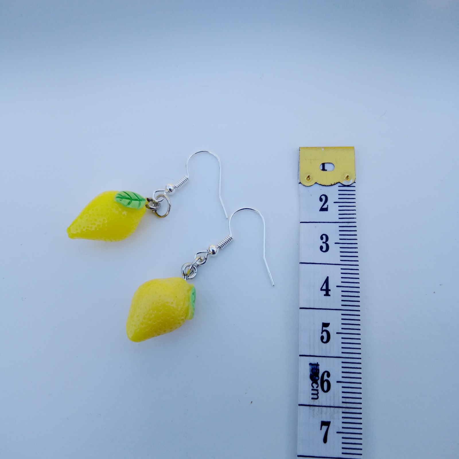 Lemon dangle earrings 3d Yellow Fruits shape Retro Kitsch Novelty Fun Theme
