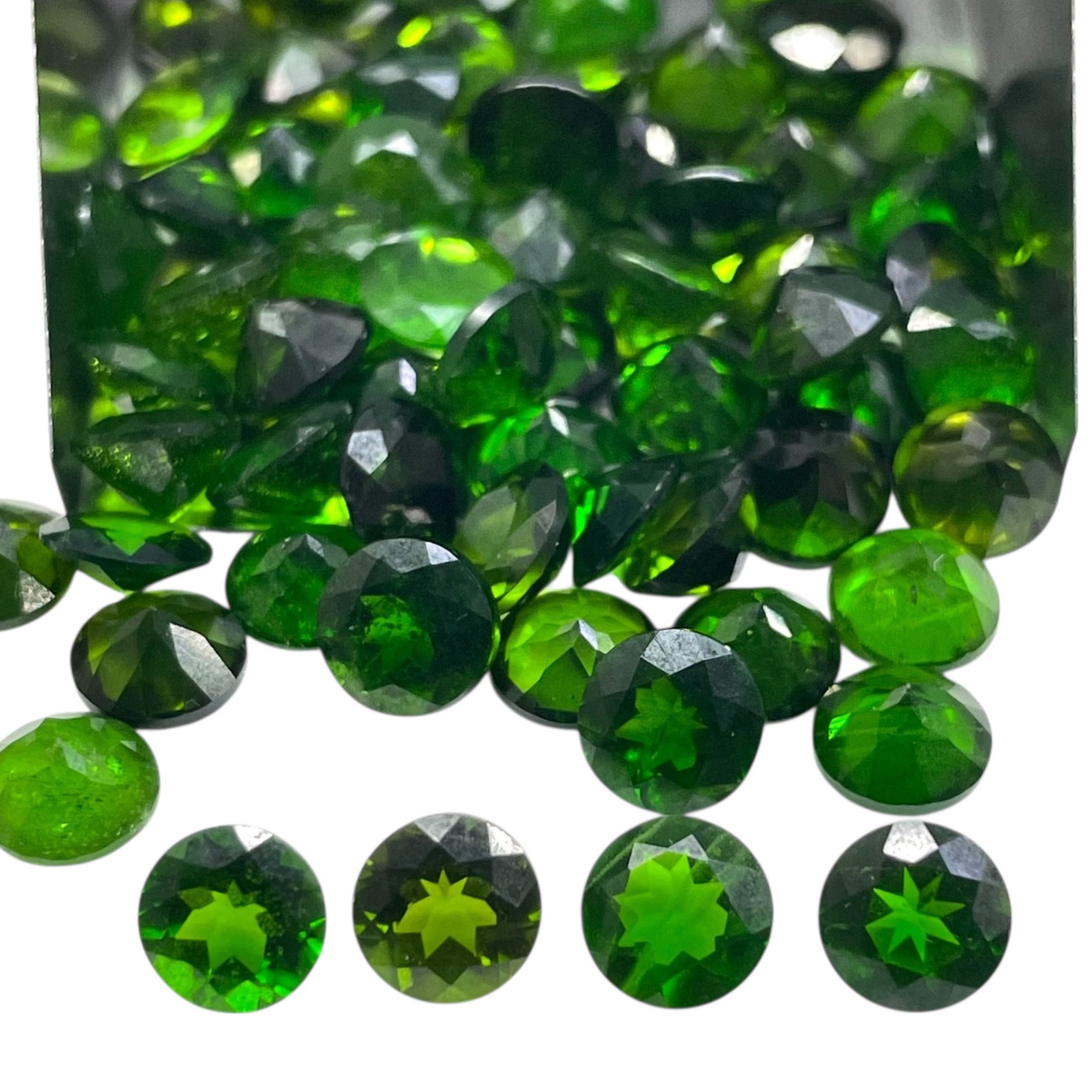 10 Pcs Natural Chrome Diopside 6mm Round Cut Vivid Green Loose Gemstones Lot