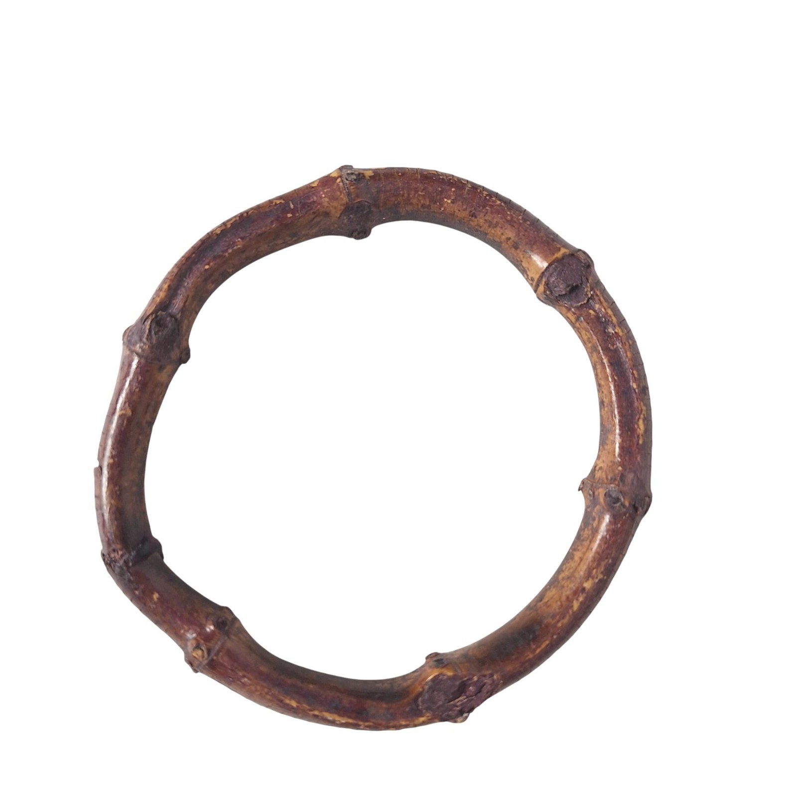 Vintage Bamboo-Style Bangle Bracelet Lot of 2 Natural Wood Look Rustic Handmade