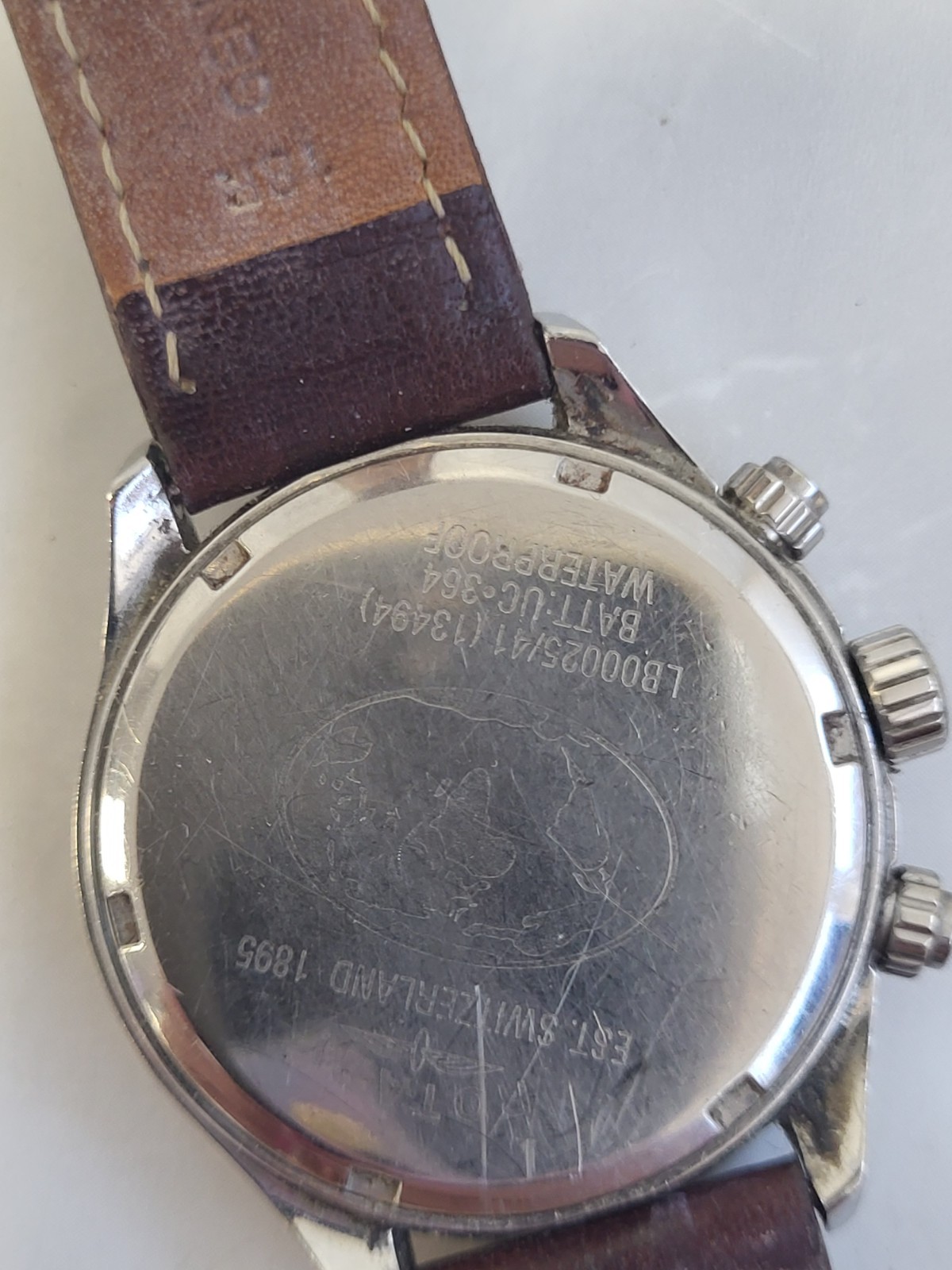 Rotary Chronograph Watch Mother Of Pearl Dial & Leather Strap. PD