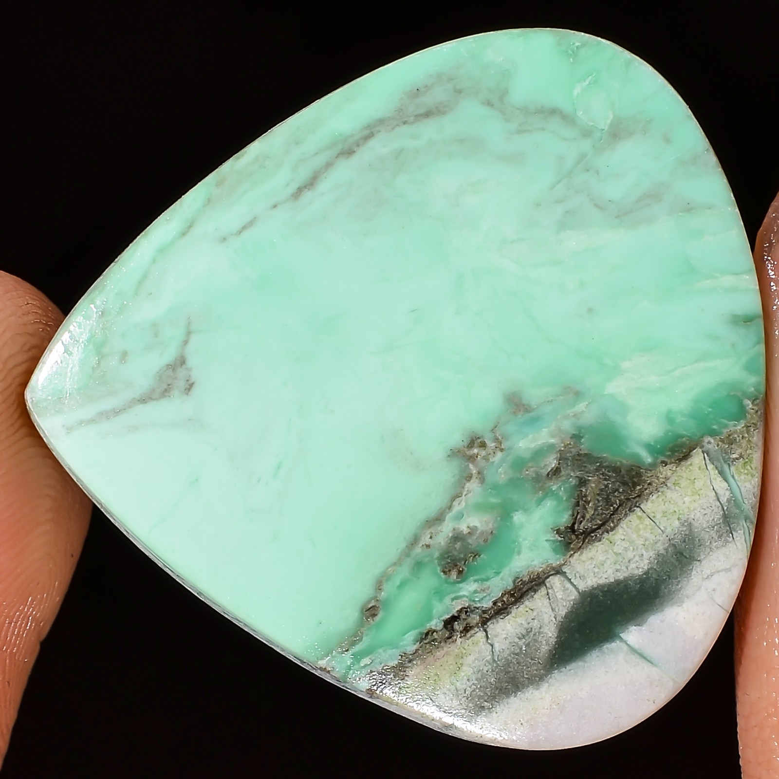 natural VARISCITE pear cabochon Opaque loose gemstone 28.00 Carat. (28x28x4 mm)