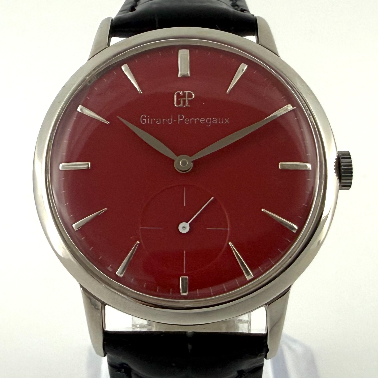 SWISS OVERSEIZED GIRARD PERREGAUX NICE BURGUNDY DIAL MANUAL WIND SWISS WATCH