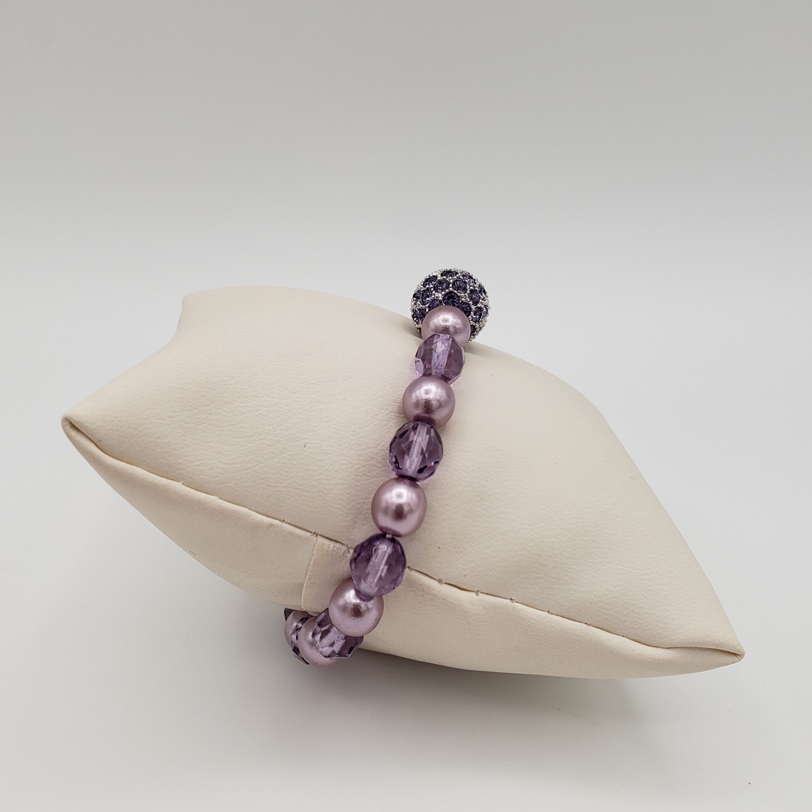 Joan Rivers Purple Faux Pearl Lavender Crystal Bead Necklace & Bracelet Set