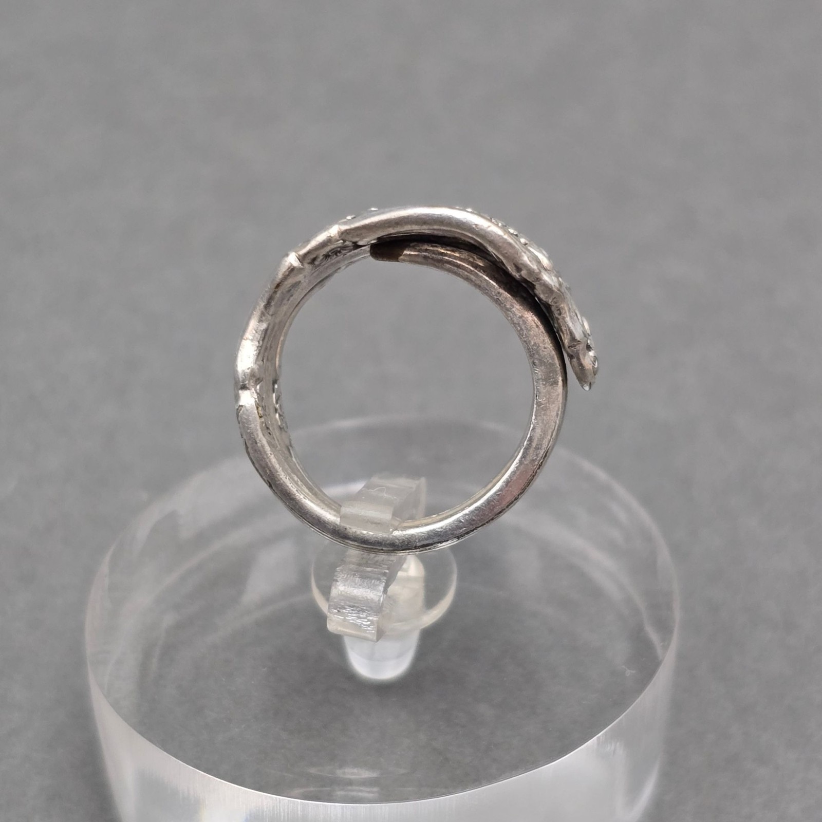 Vintage Oneida Community Silver Spoon Ring Size 3.5 Rose Floral Openwork