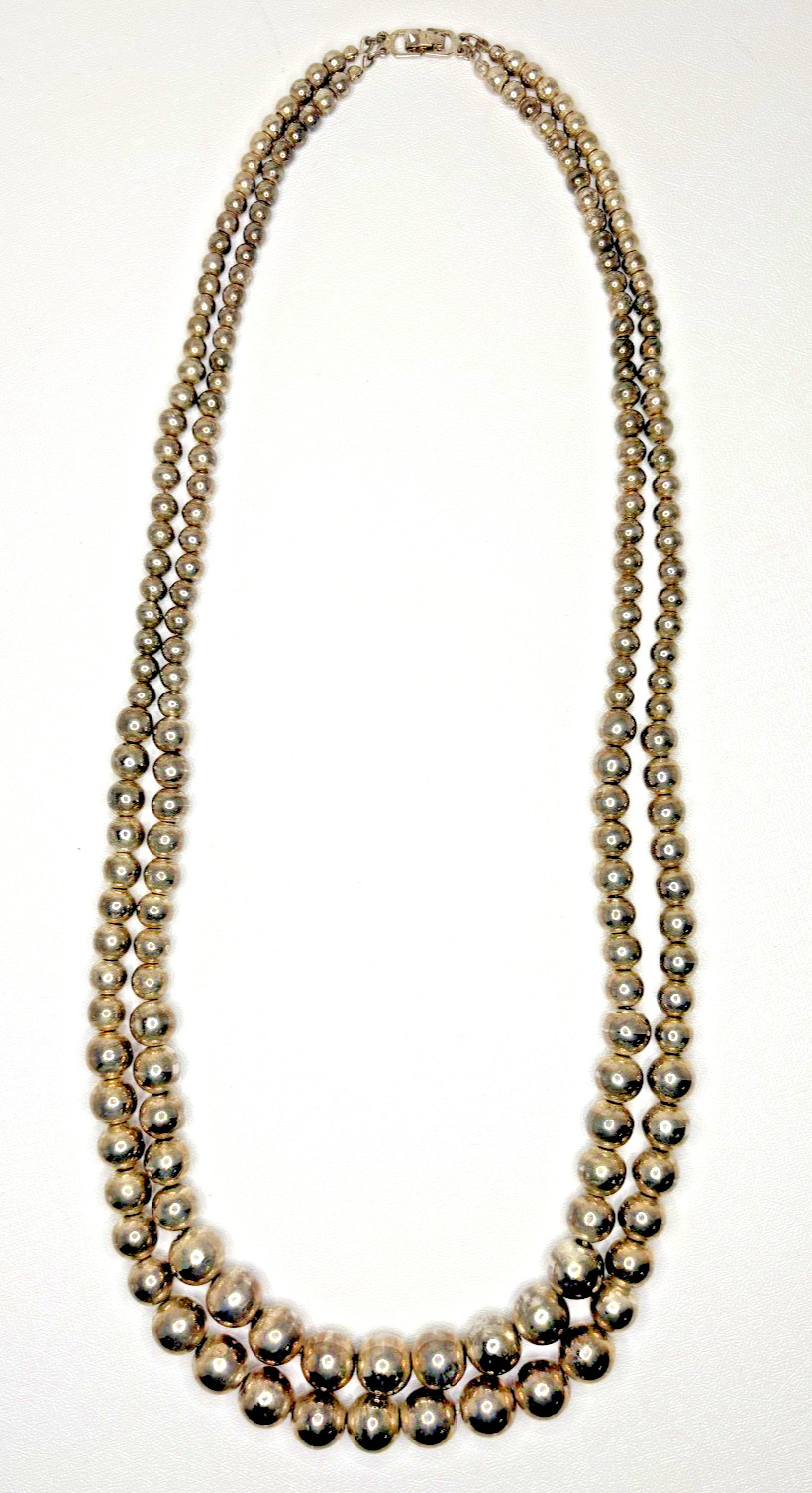 Navajo Pearls Sterling Silver Graduated Bead Necklace 25.5″ 80g Vintage Native