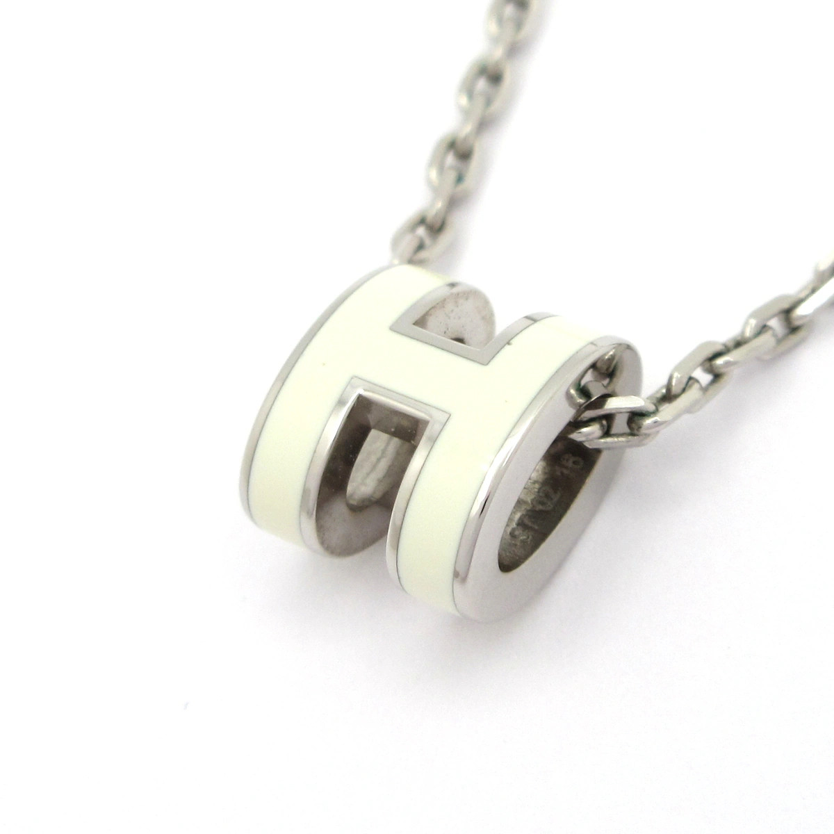 HERMES Mini Pop H H14792FP49 Silver White Hardware None Necklace
