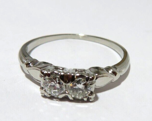 14K WG 2-ROUND DIAMOND FOREVER US RING 0.35 tcw SZ 8 2.58 grams (AI-2267)