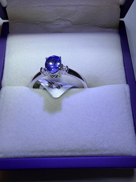 Tanzanite Ring Size 11 – 10K White Gold with Natural Diamonds, Great Investment