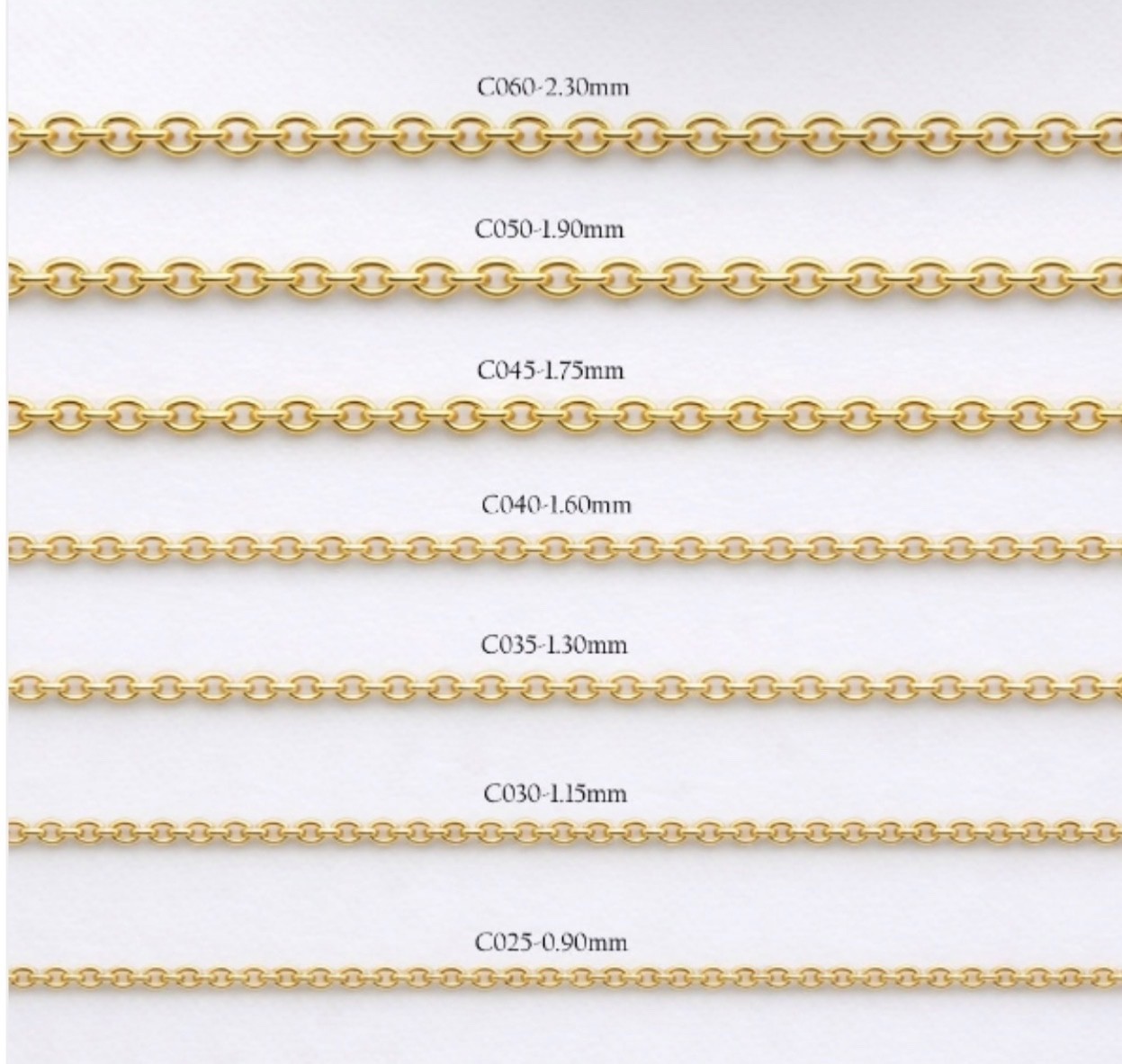 7 INCHES 10K GOLD: 1.15MM GOLD OVAL TRACE BRACELET