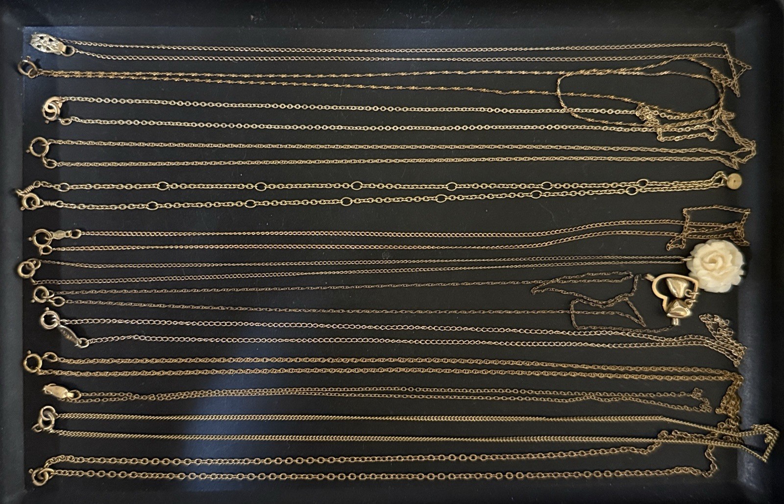 LC Vintage 1/20 12K & 14K GOLD-FILLED Resal Wear Fine Fancy Necklace (LOT OF 13)