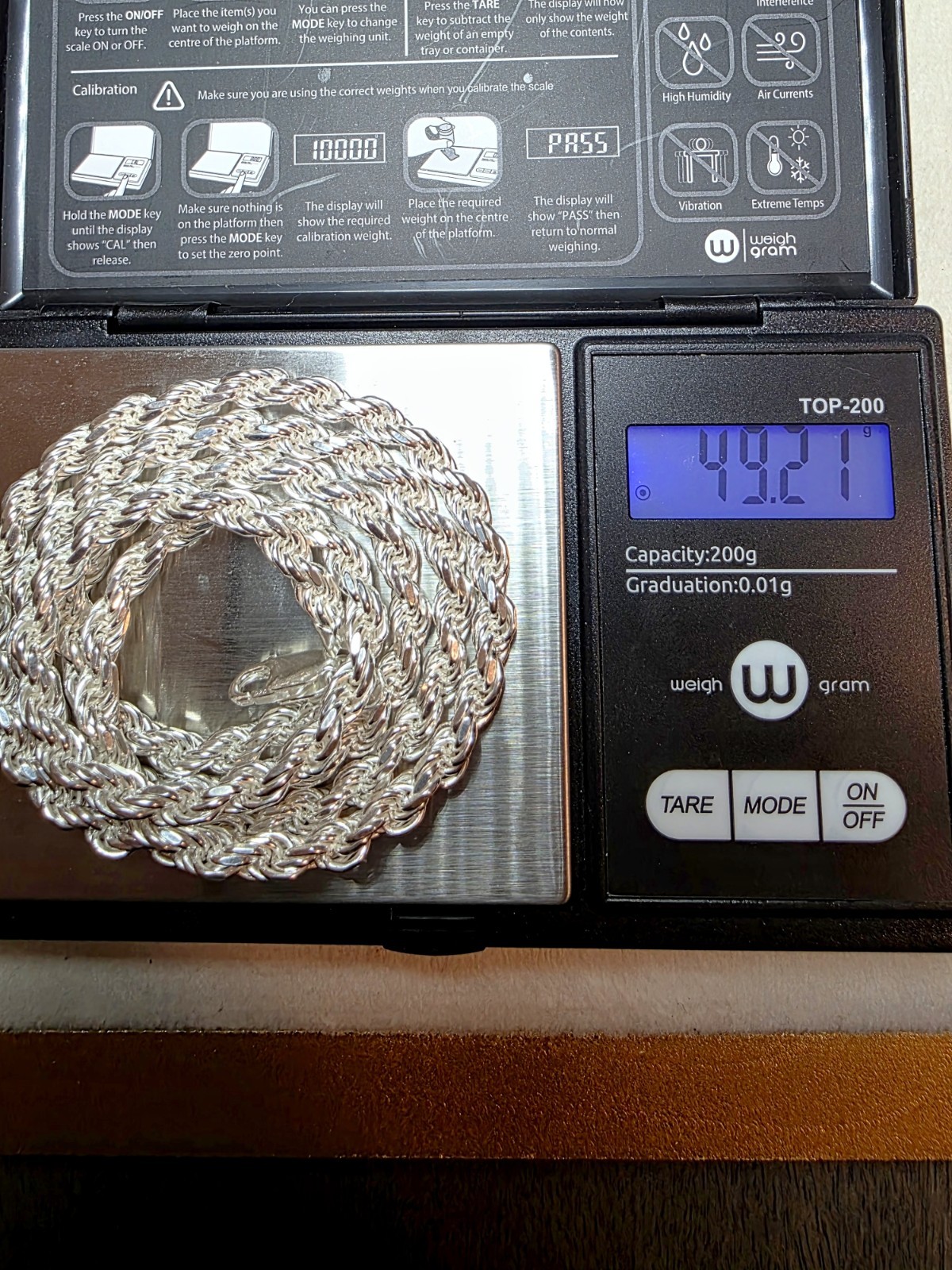 26″ 5mm 50g Rope Solid 925 Sterling Silver Stamped