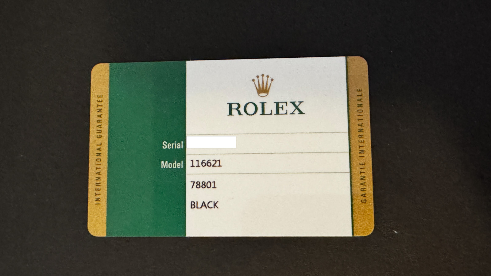 Genuine Rolex Yacht-Master 40 116621 Warranty Guarantee Card Authentic OEM Card