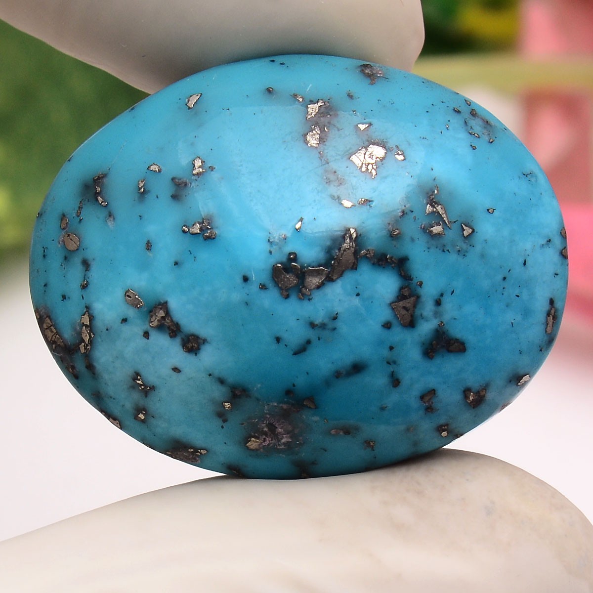 44.50 Cts Natural Persian Turquoise 28mmx22mm Oval Cabochon Untreated Gemstone