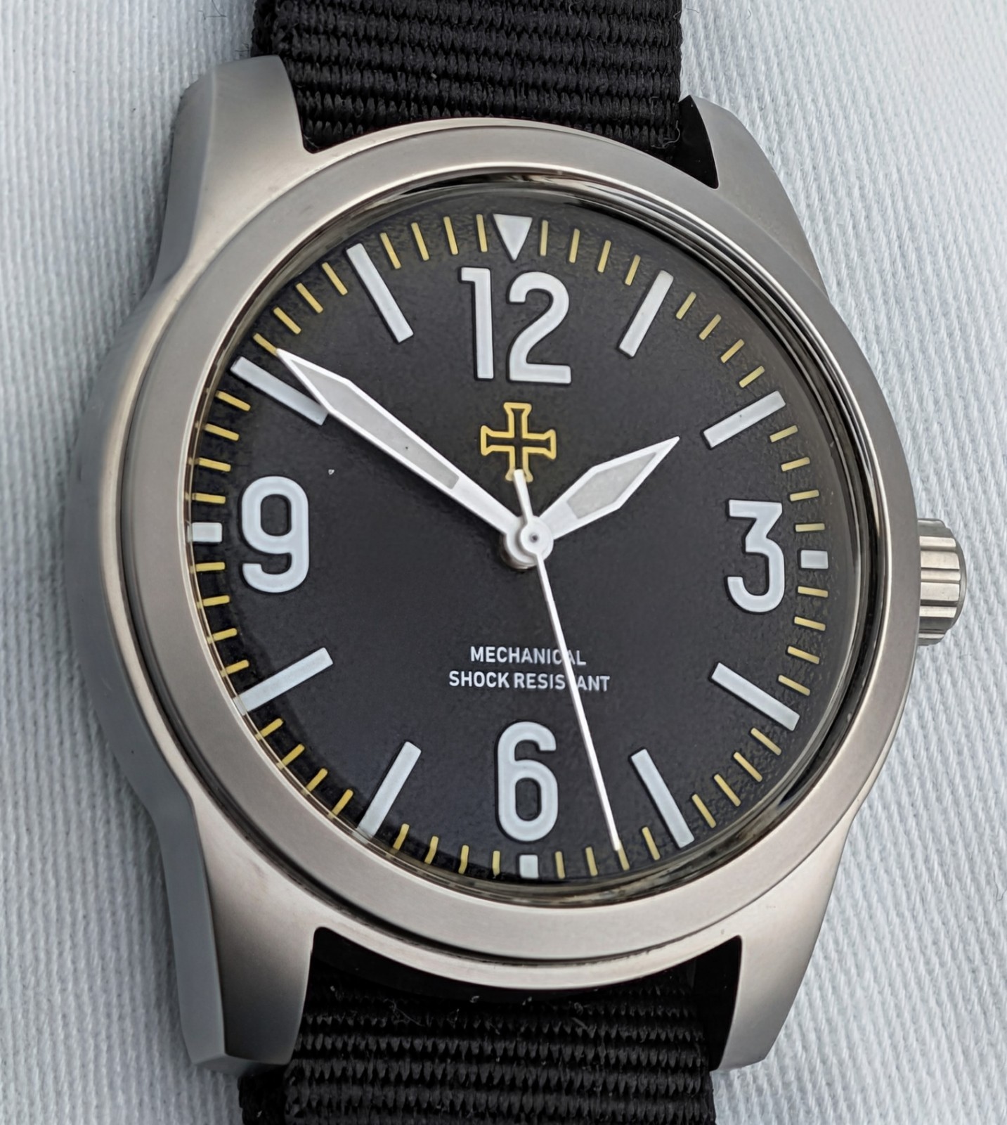 Toujours Pret Mechanical Military Field watch Blasted Stainless steel black 39mm