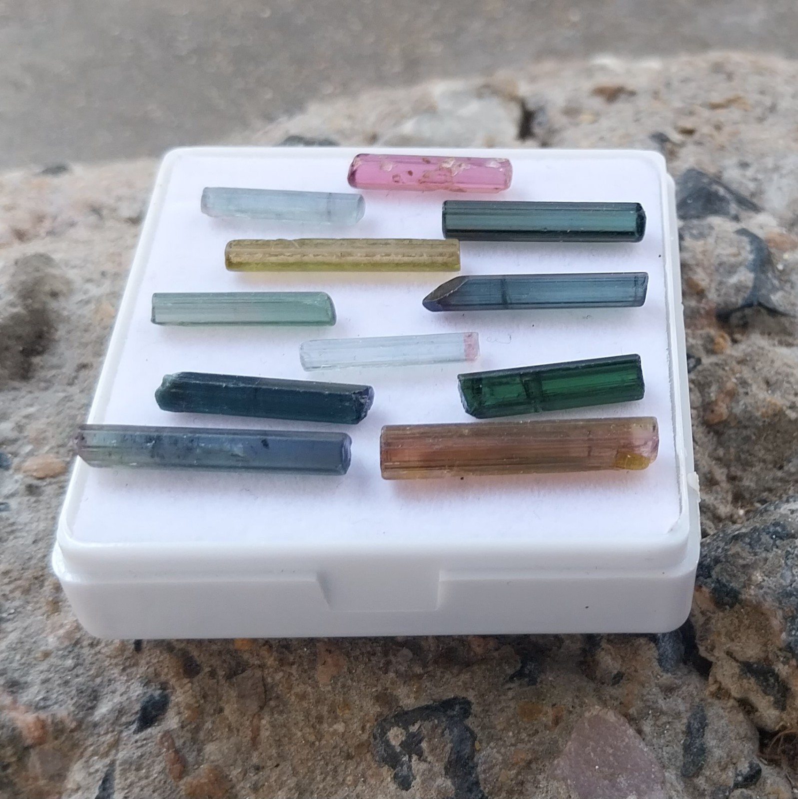 24 Ct 15 to 21 MM Natural Multi Color Tourmaline Raw Rough Pencil 11 Piece Lot