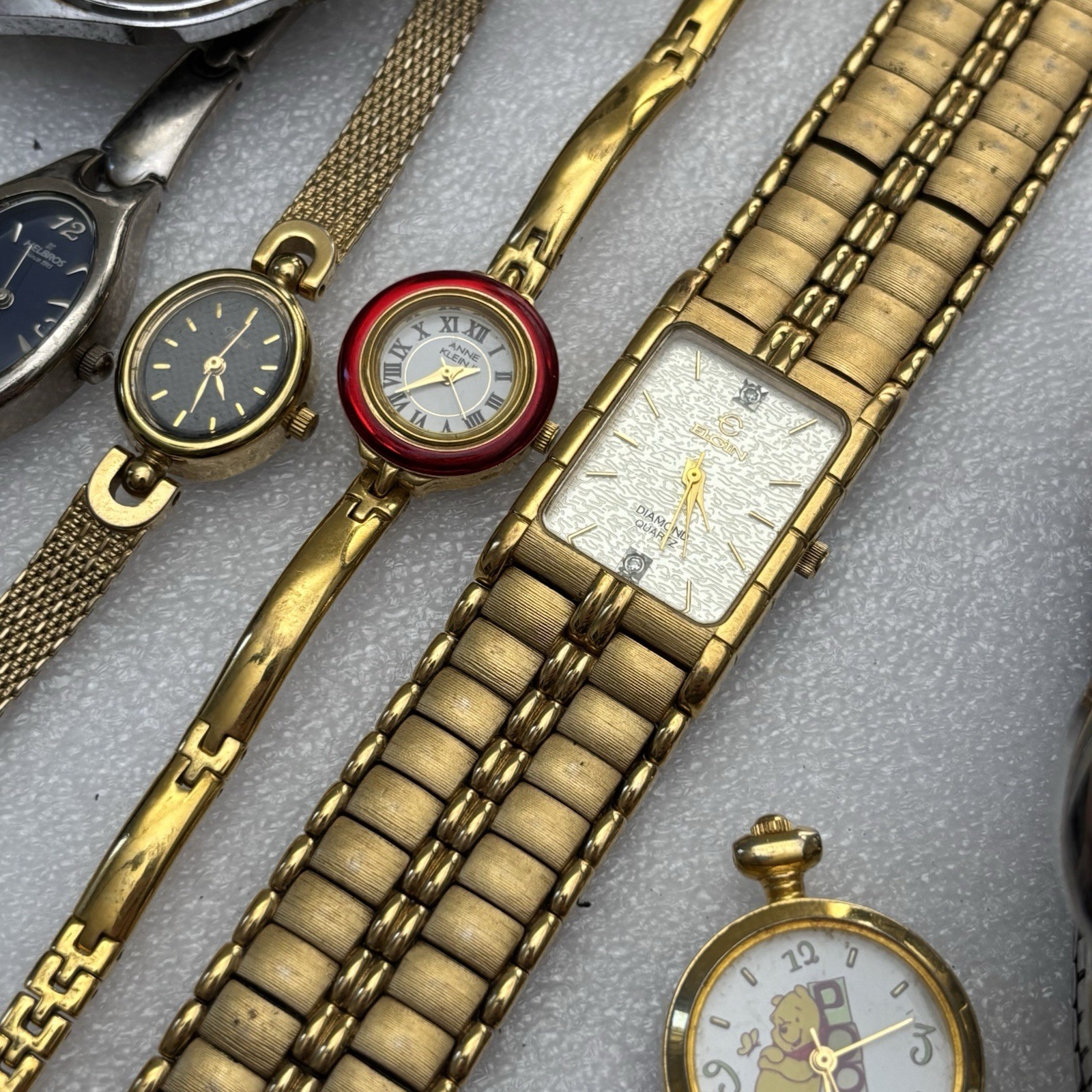 Untested Vintage Ladies Watch Lot – Mathey Tissot Elgin Anne Klein Helbros Timex