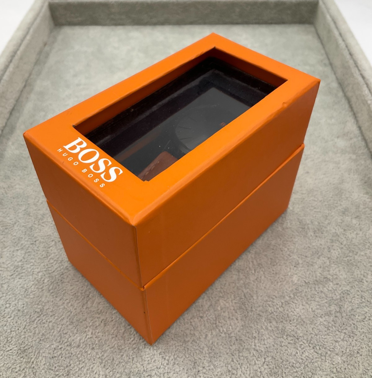 Hugo Boss Men’s Watch Quartz Analogue Brown & Orange Strap Working With Box N5