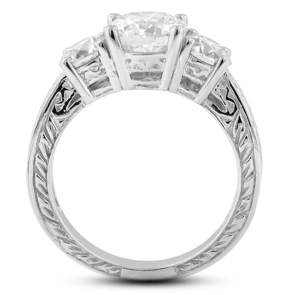 Three Stone Engagement Ring 18K Gold Vintage 1.26 CT Round Natural Diamond F SI1