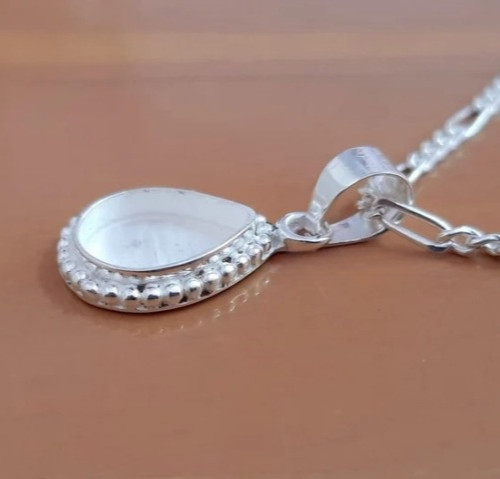 925 Sterling Silver 7x9mm Pear Bezel Pendant Blank Handmade DIY Jewelry Making