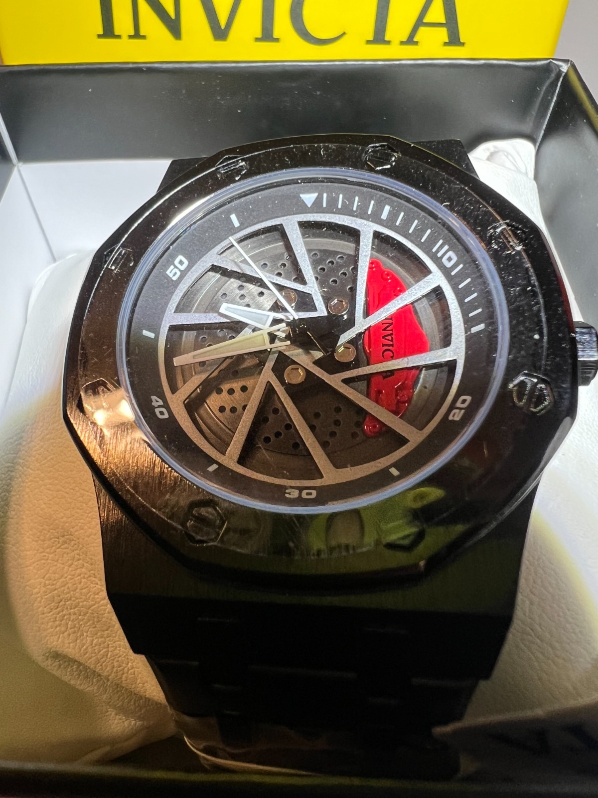 70036 Invicta Speedway Rim Mens 42mm Black Dial Chronograph Steel Bracelet Watch