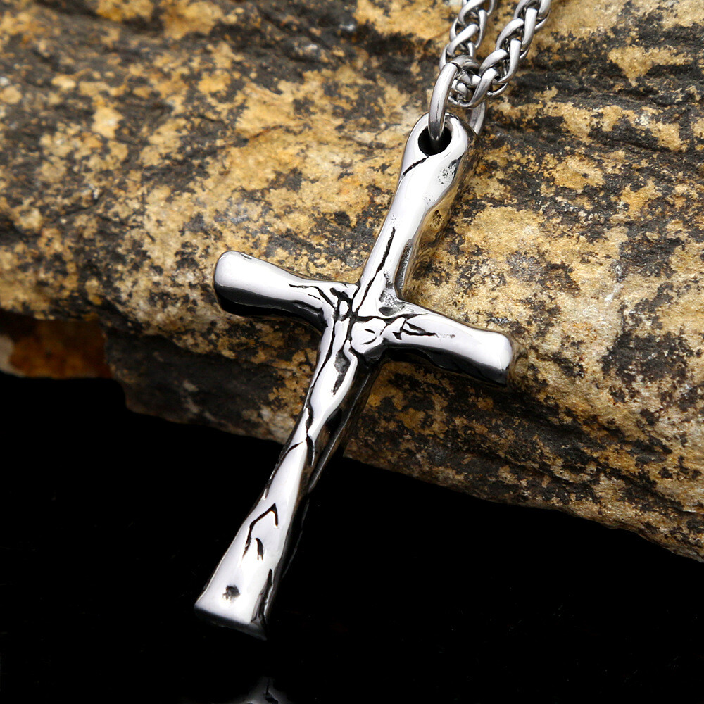 Vintage Cross Men Pendant Retro Religious Necklace Gothic Hip Hop Jewelry 16″