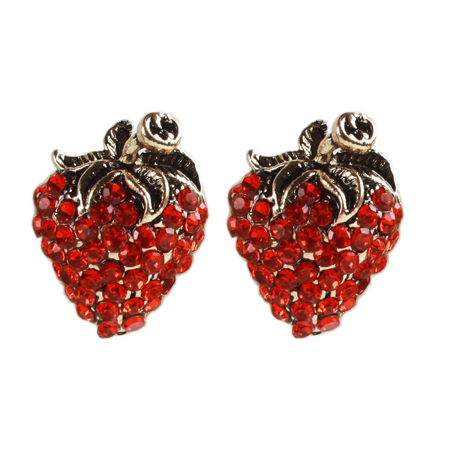Earring for Women Strawberry Shape Ear Stud Crystal Paved Mini Shinny Ear Rings