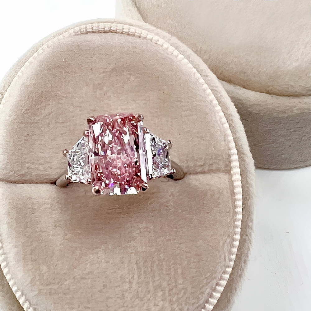 14k White Gold Pink Diamond Ring Engagement 2.40 Ct Radiant Cut IGI Lab Grown