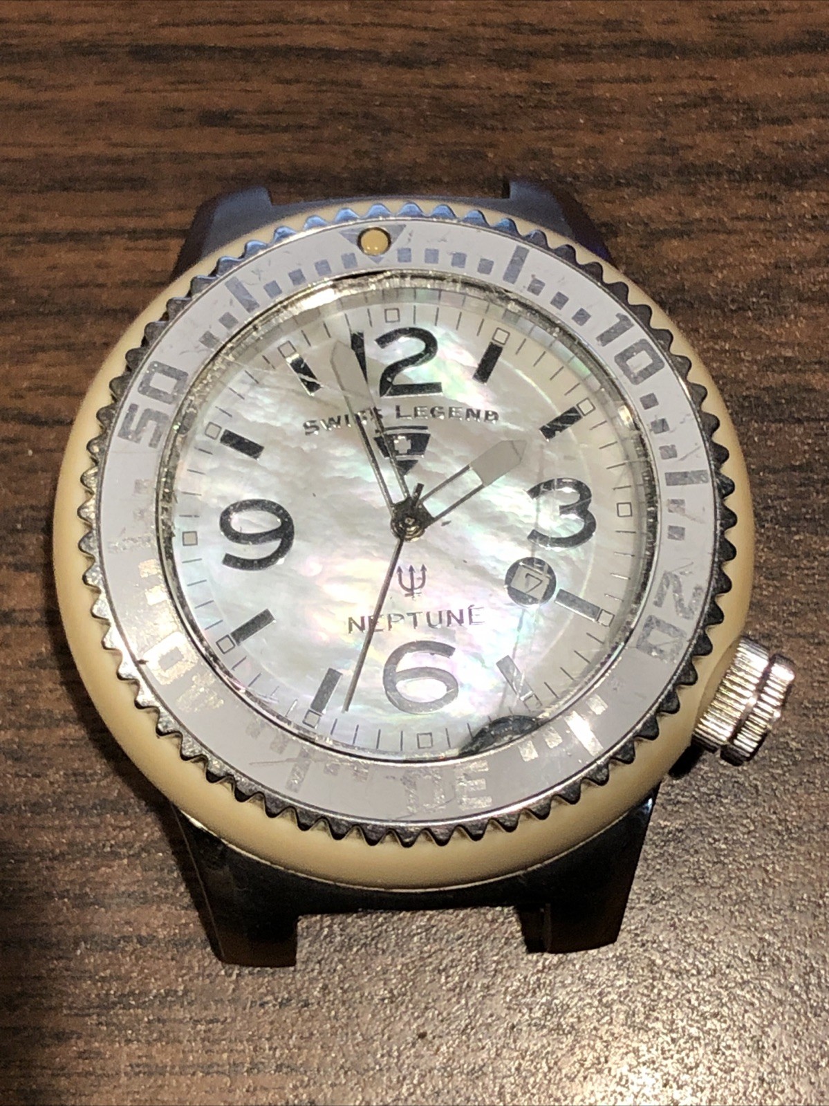 Swiss Legend Neptune Quartz Diver Watch 10ATM 330′ Swiss Made Mother of Pearl