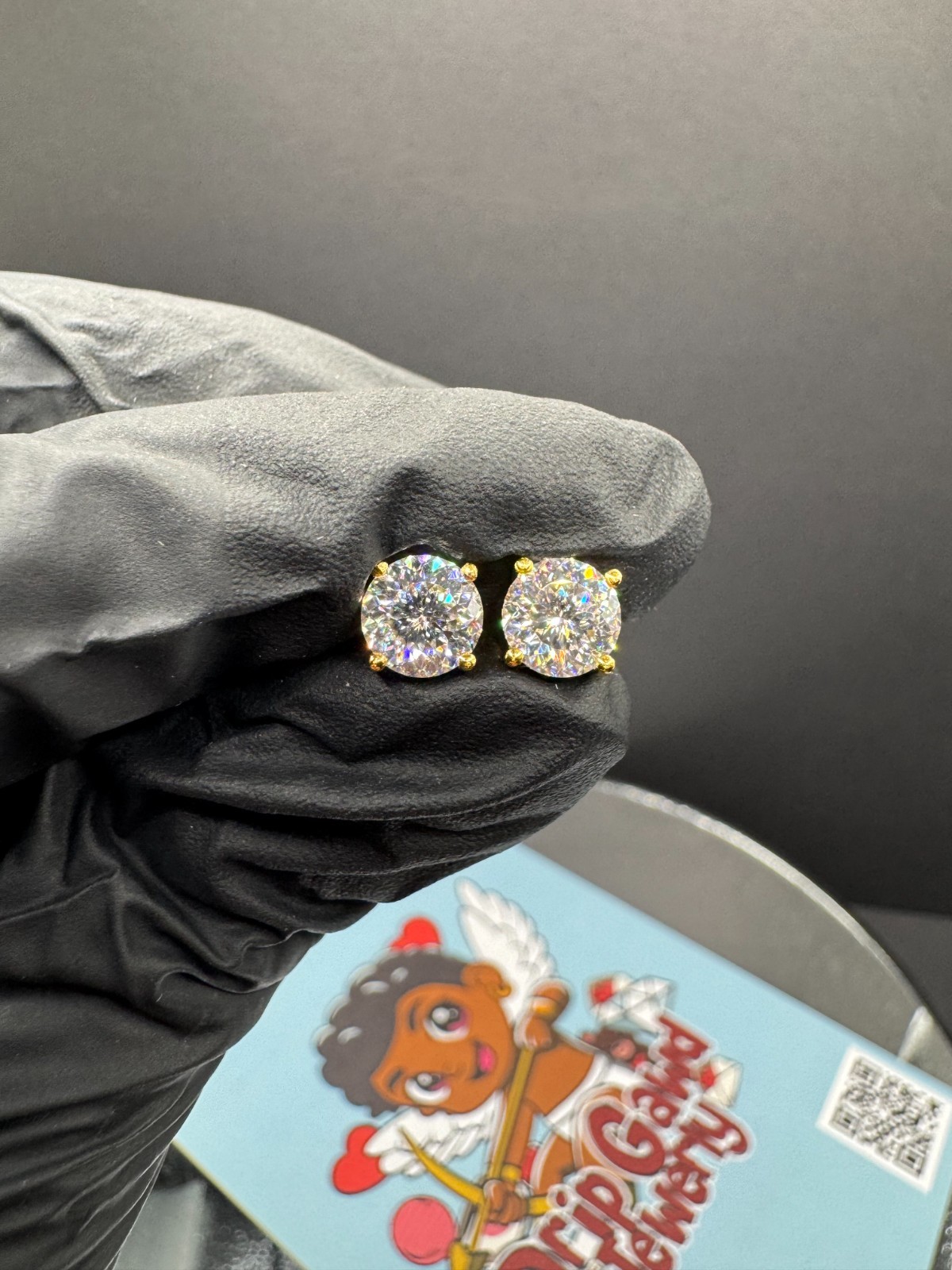 Mens Ladies Real Portuguese Cut Moissanite Stud Earrings 925 Silver VVS D Color