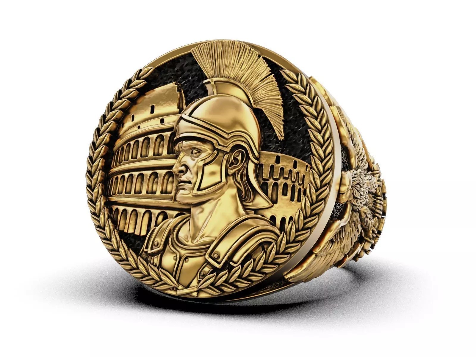 Oxidized Men’s Ancient Rome Imperial Eagle 925 Sterling Silver Statement Rings