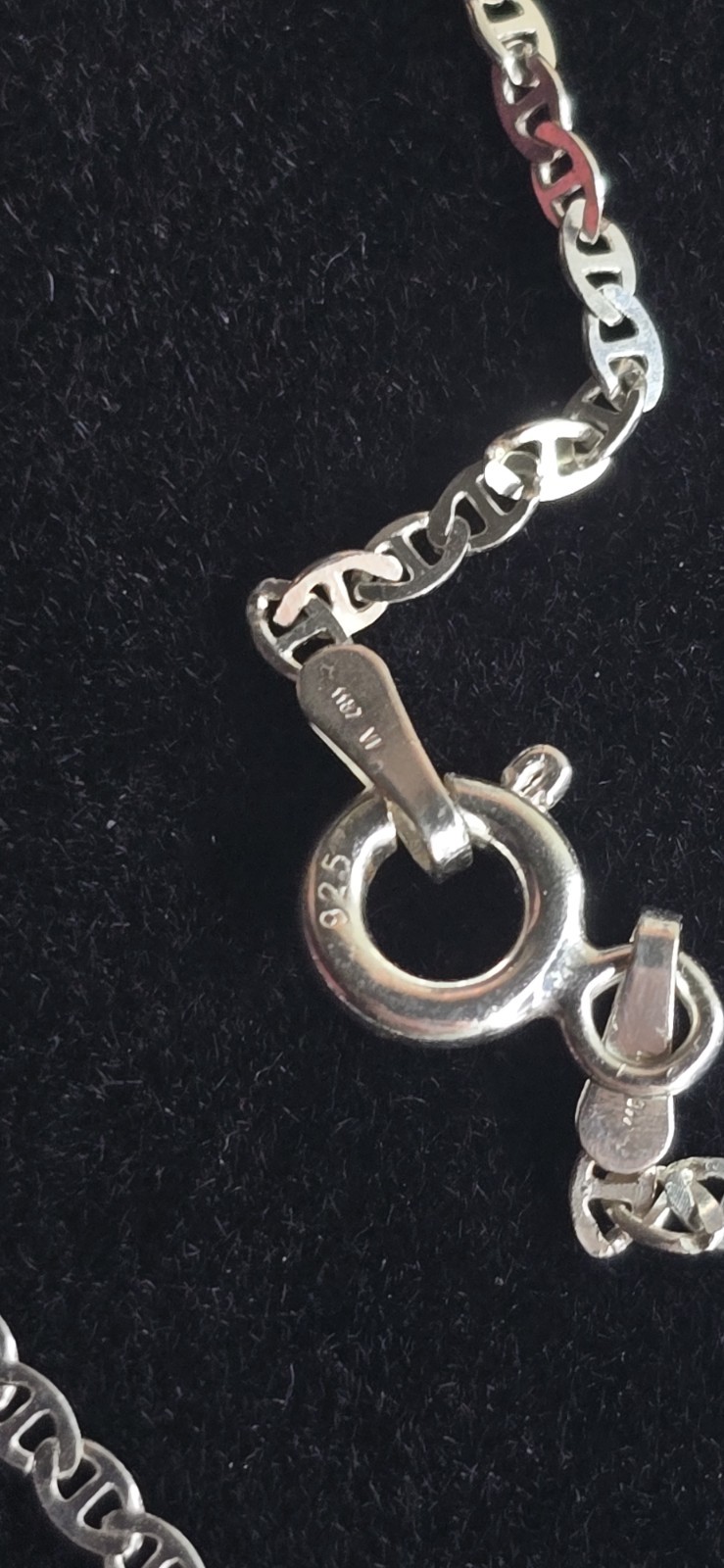 Italian 925 Sterling Mariner Chain W/Iced 925 Sterling Teddy Bear Pendant