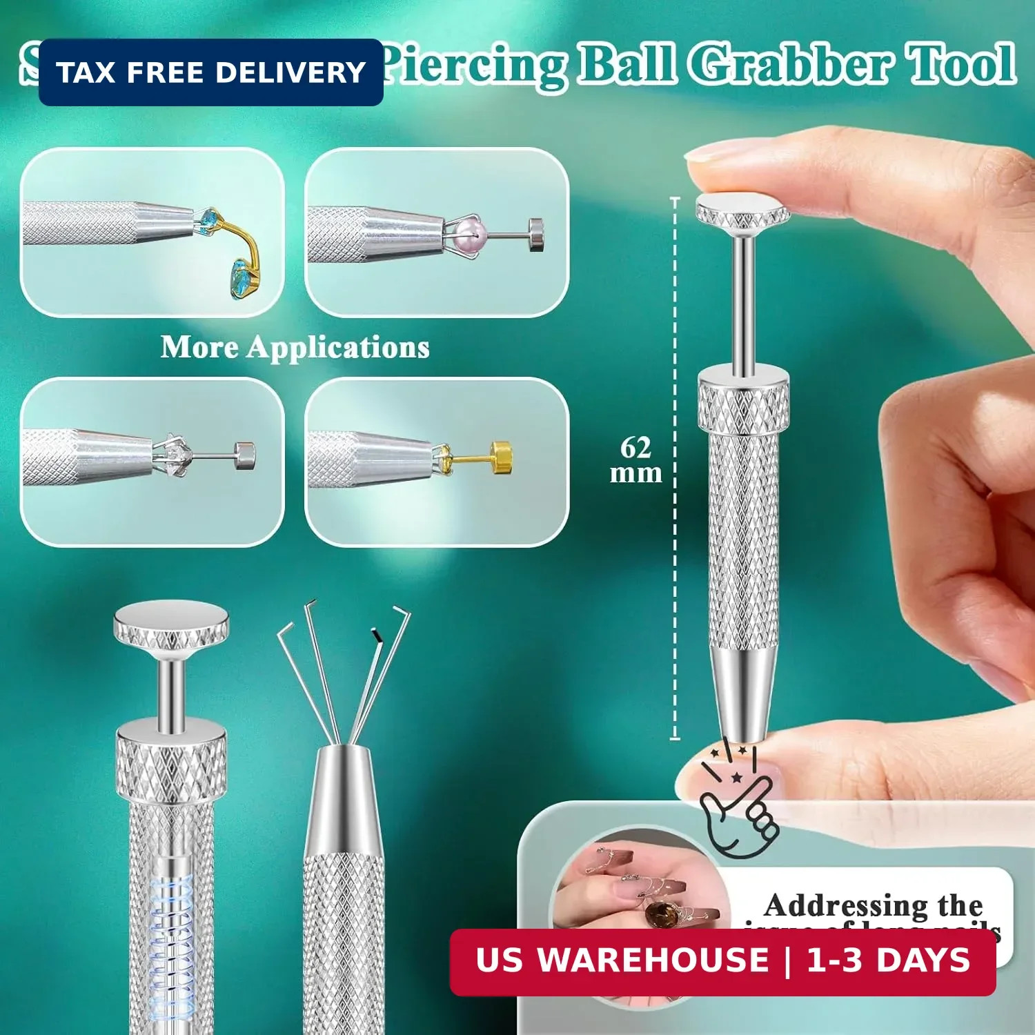 Piercing Taper Ball Grabber Tool for Changing Jewelry – Anti-Slip Piercing Ball