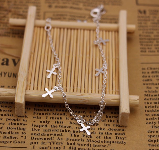 Fashion Cross Silver Anklet Ankle Bracelet Barefoot Sandal Beach Chain Gift