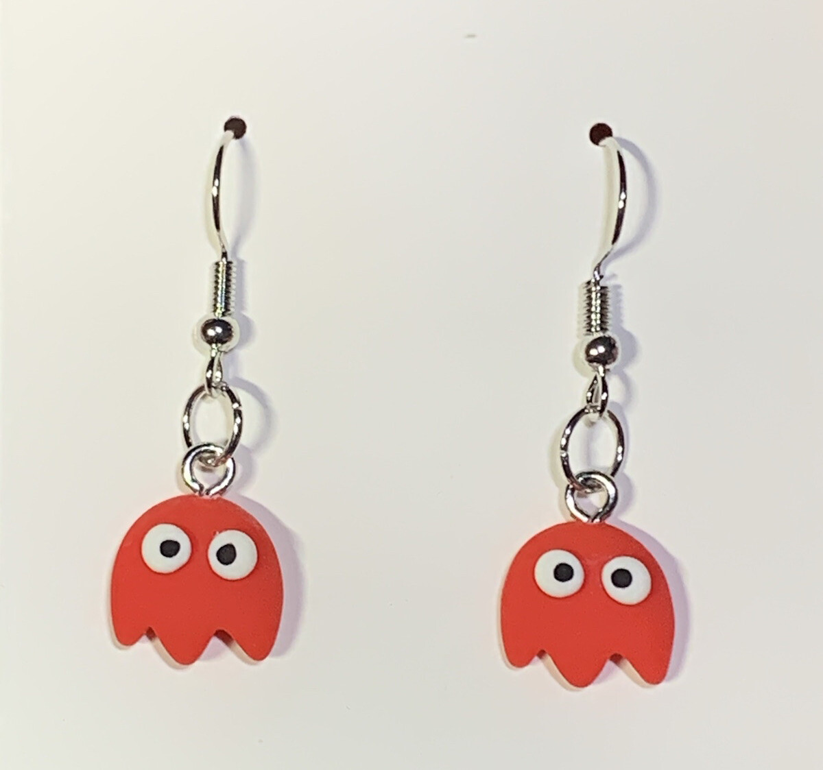 Silver Ghost From Pac-Man Drop Dangle Earrings!!