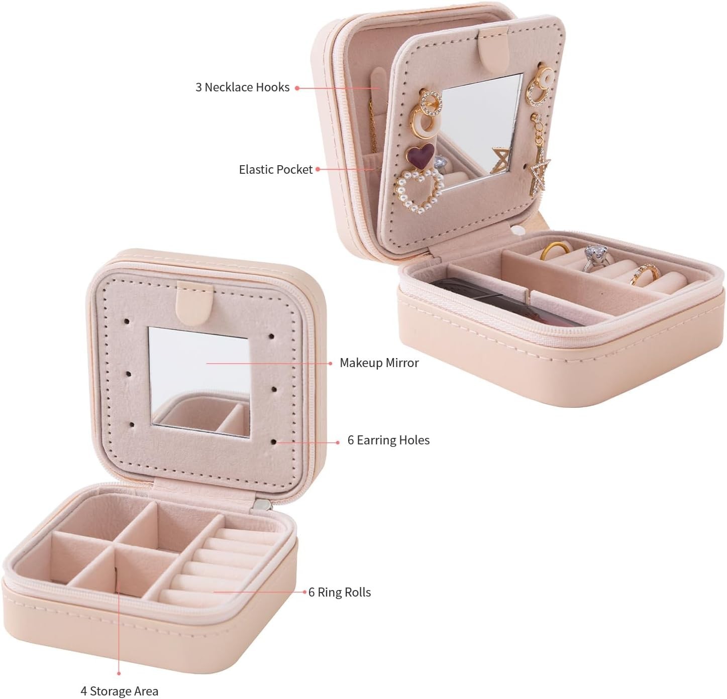Travel jewelry case Travel jewelry box Travel Jewelry Organizer Small box Gift f