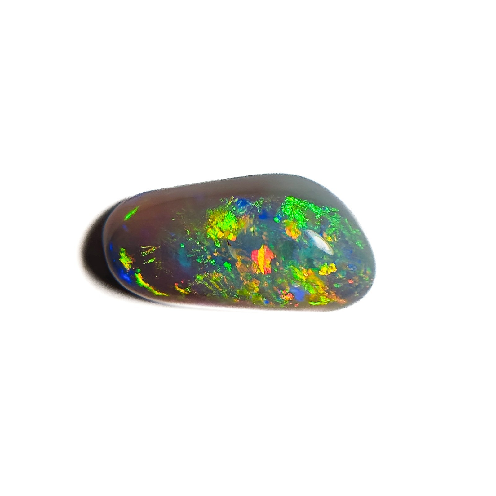 Semi Black Opal Red Multicolour 15x7x5 Cabochon Freeform 3.4 carat OPAL185