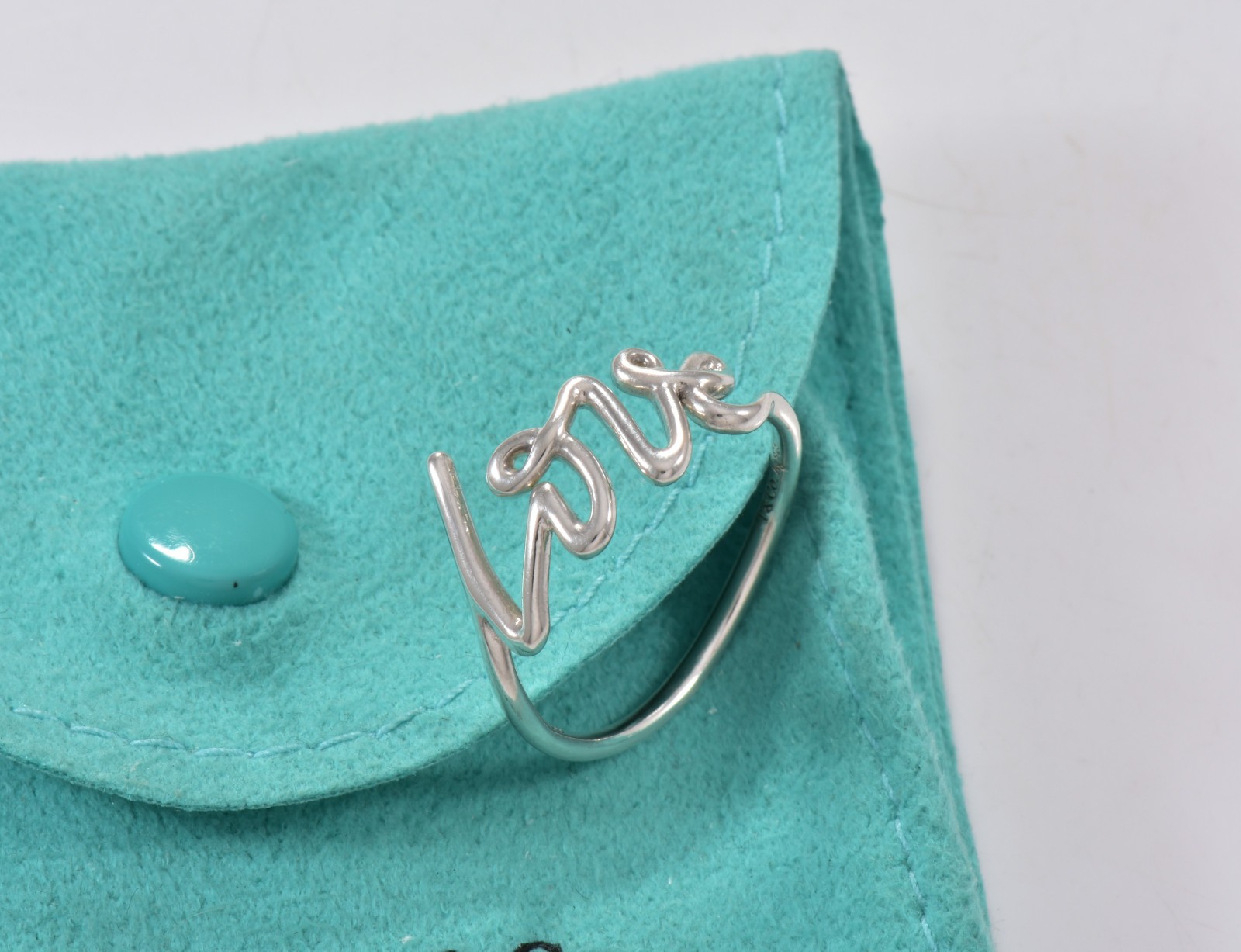 Size 8 Tiffany & Co Sterling Silver Paloma Picasso Graffiti Love Ring in Pouch