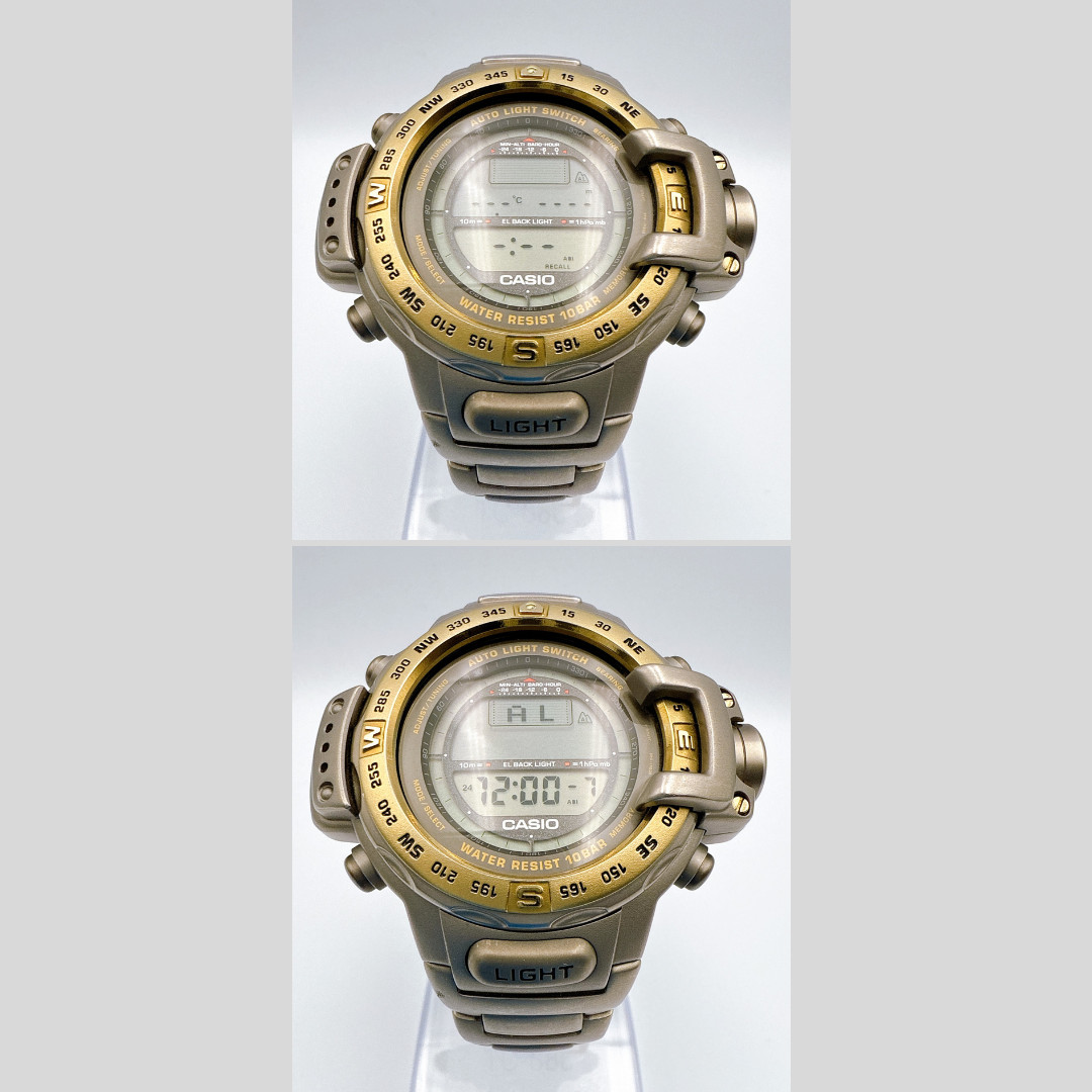 CASIO PRO TREK PRT-4000 Full Titanium Watch Triple Sensor wrist 6.3in – Rank B+