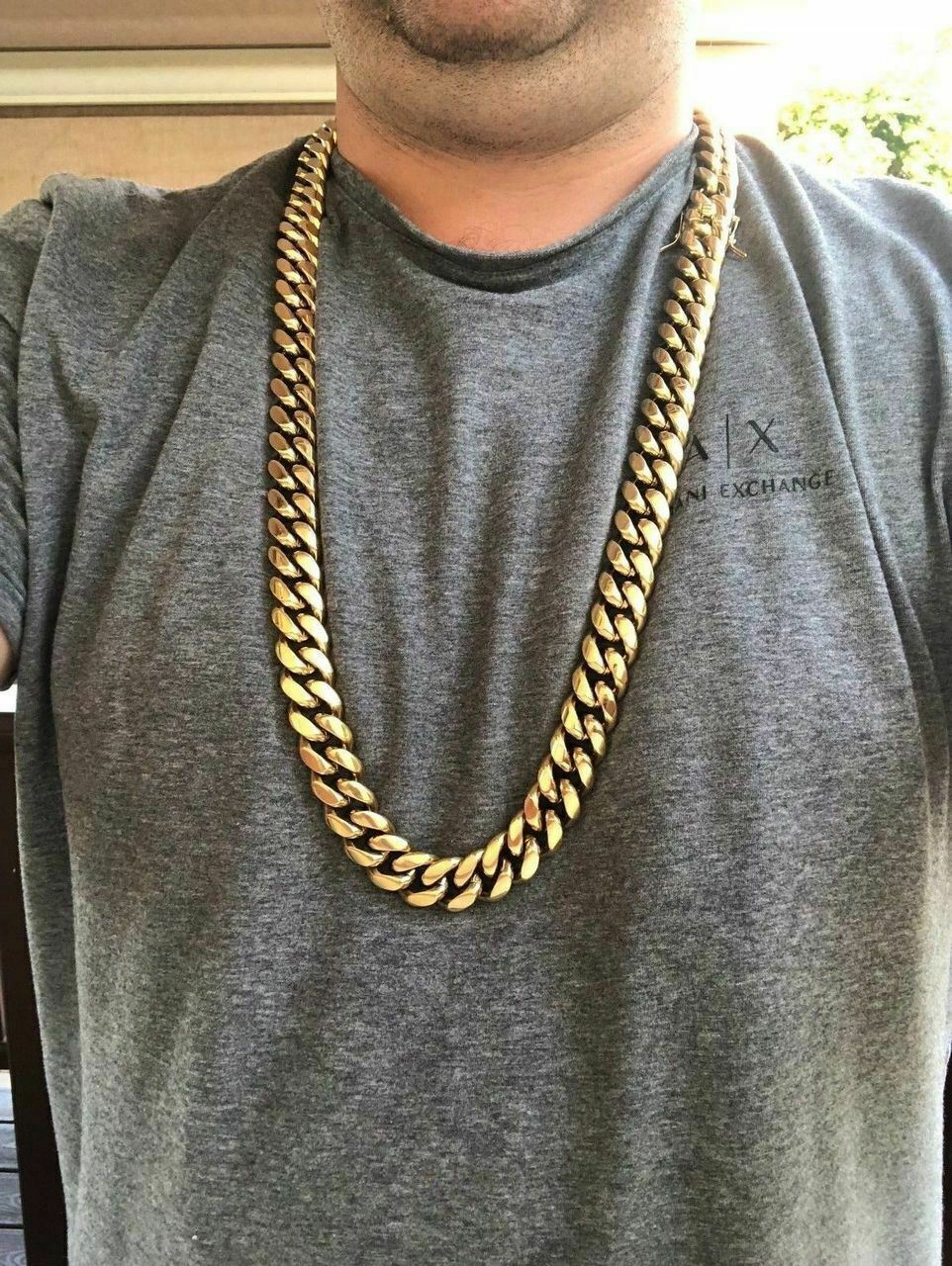 HARLEMBLING 18mm Mens Miami Cuban Link KILO Chain 14k Gold Plated HEAVY 18″-30″