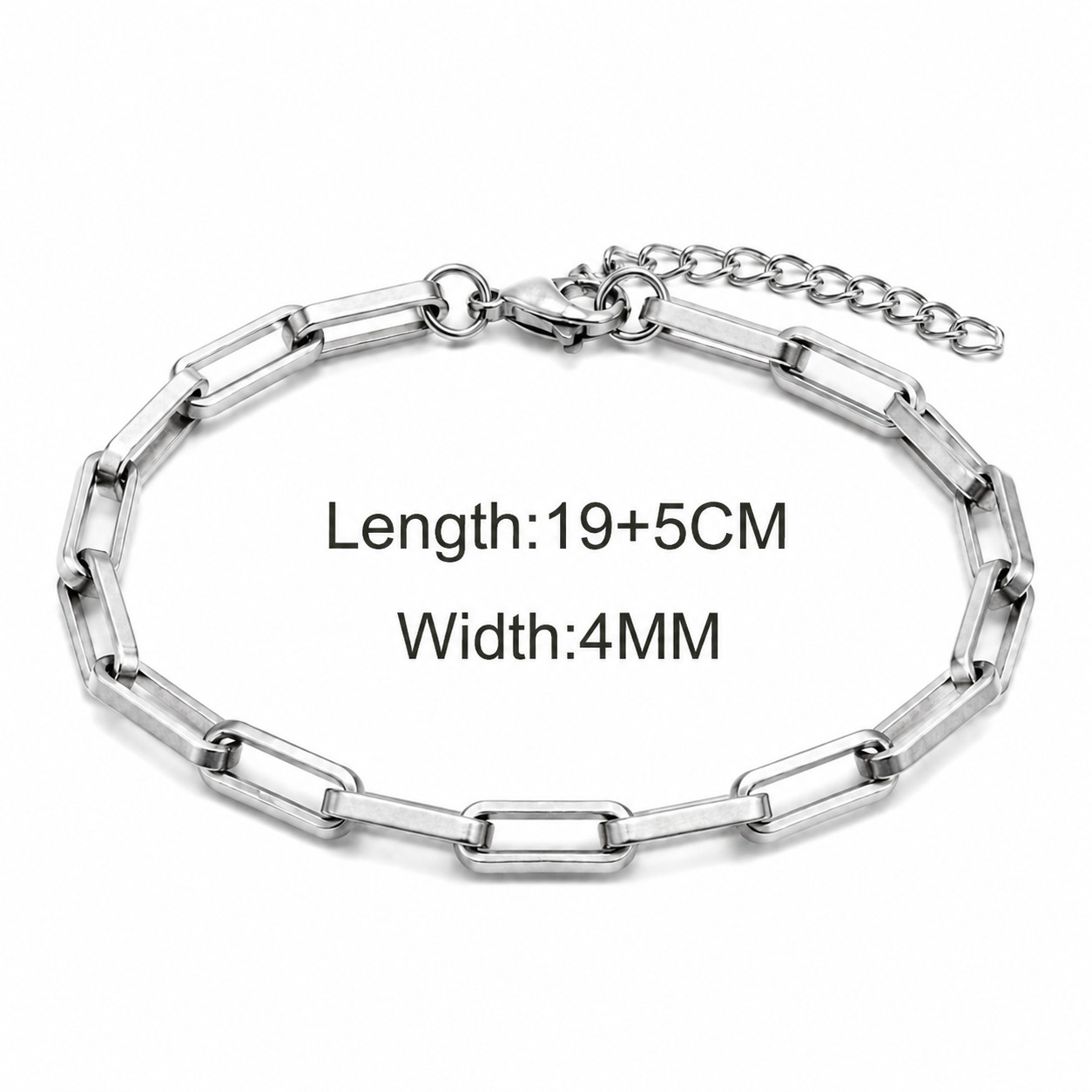 Unisex Stainless Steel Paper Clip Chain Bracelet Adjustable Minimalist Jewelry