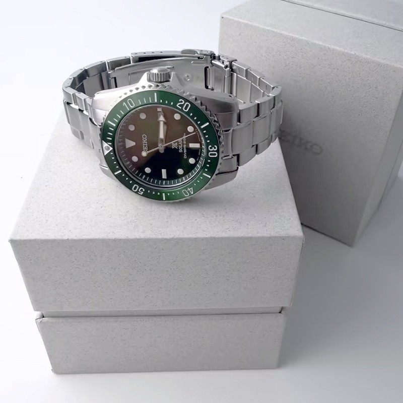 Seiko Prospex Sea Solar Power Men Green Dial Stainless Steel SNE583 Watch 38.5mm