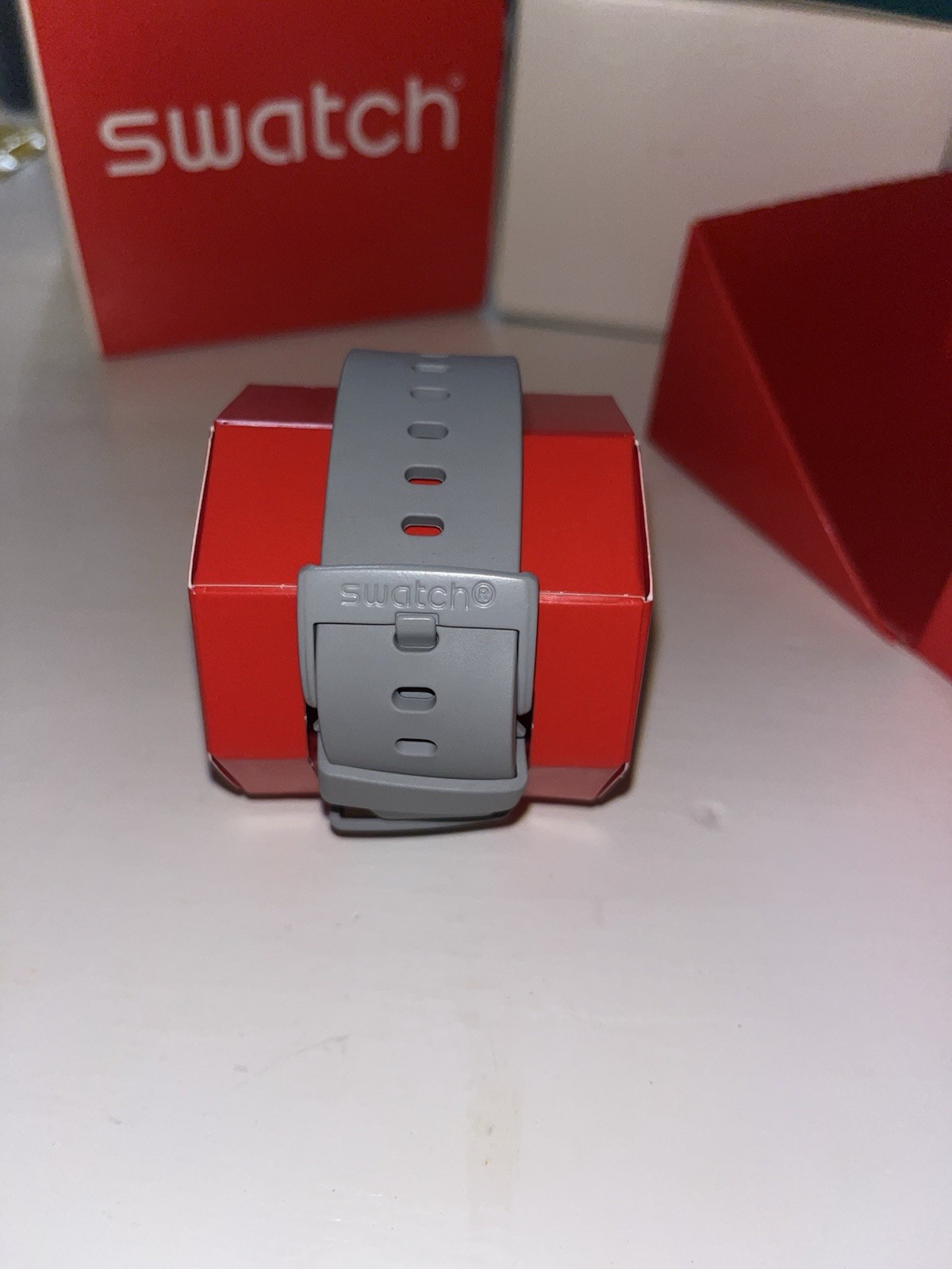 Swatch Big Bold Analog Quartz Watch 47mm Skeleton Gray Dial Gray Strap w/ Box