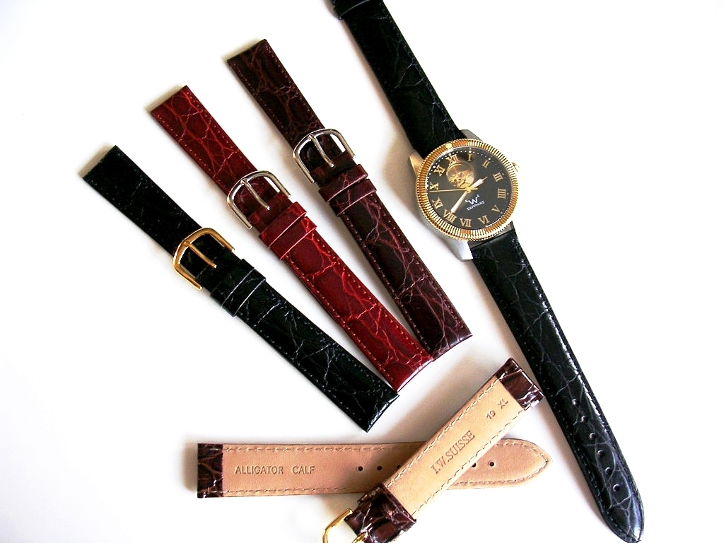 16 17 18 19 Alligator calf XL Extra Long Black Brown watch band strap IW SUISSE