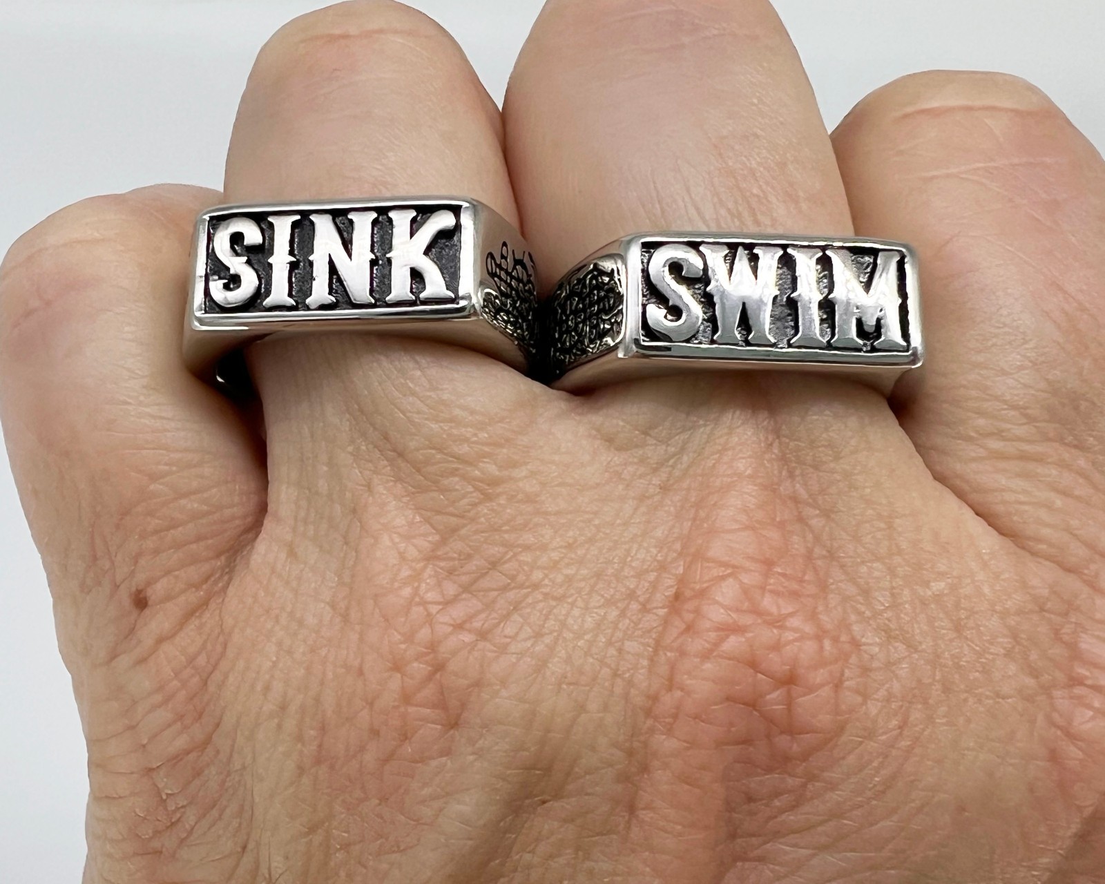 Relentless Betrayal Sink / Swim Ring Boxed Set Word Rings Unisex Size 9 HTF
