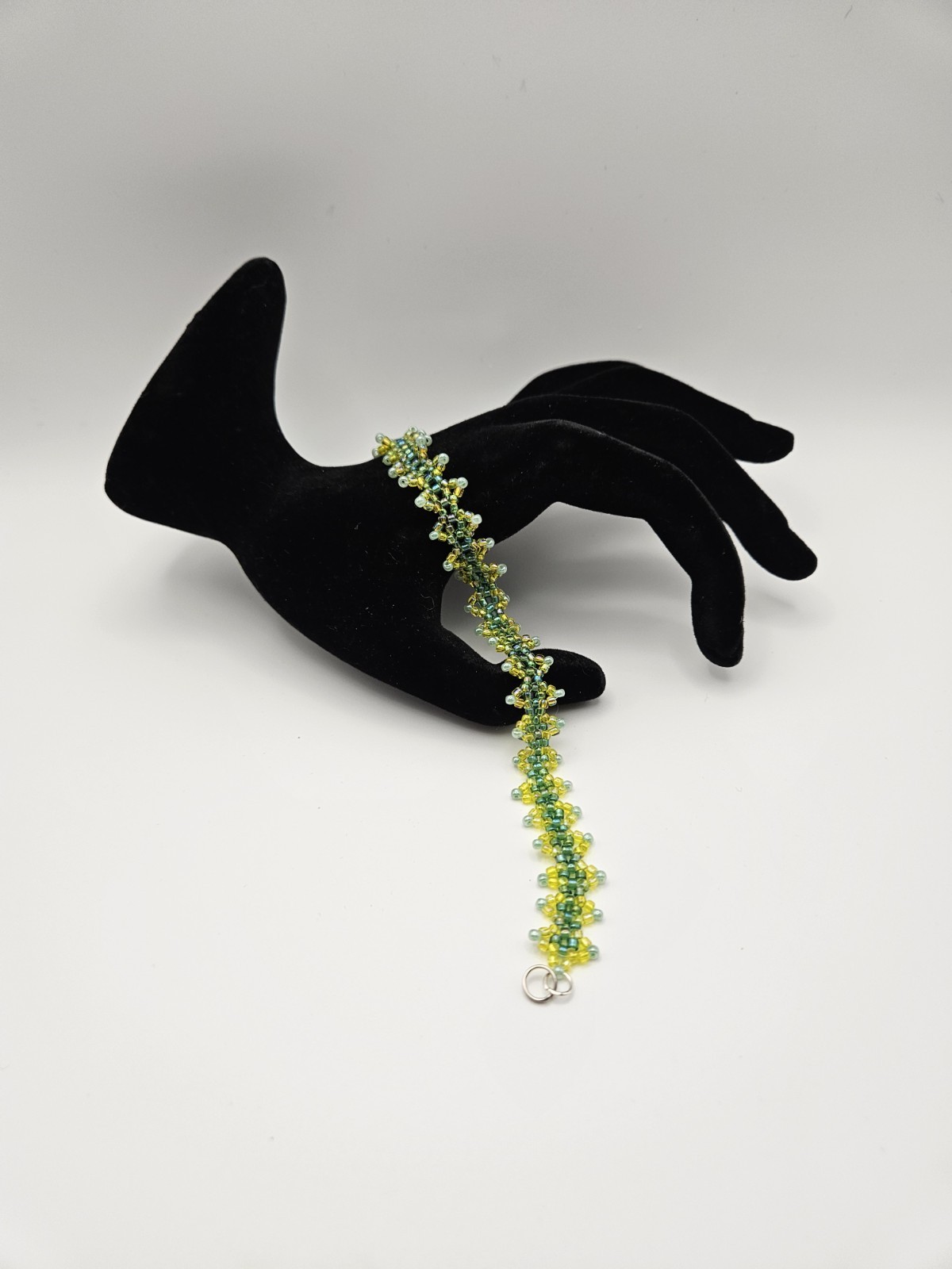 Handmade Artisan Green Seed Bead Bracelet