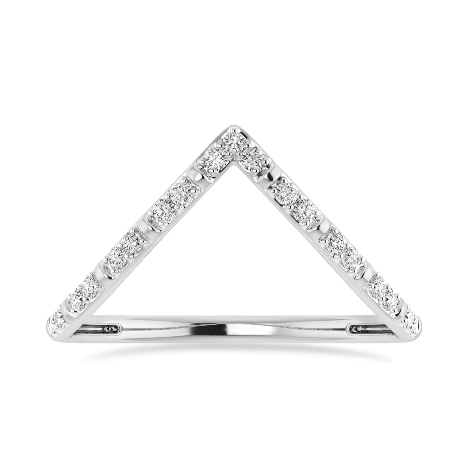 V shape Curved Band Ring 0.11 Cttw Natural Diamonds Wedding Band 10K White Gold