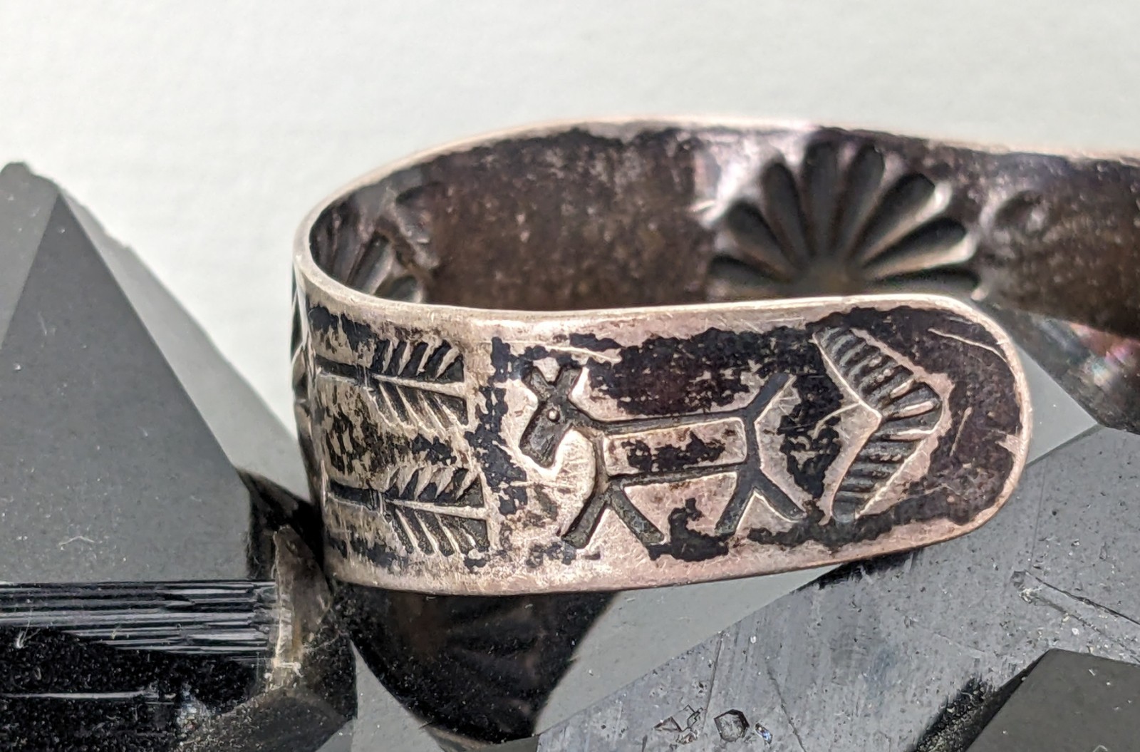 Fred Harvey Era Navajo Stamped Silver Cuff Bracelet