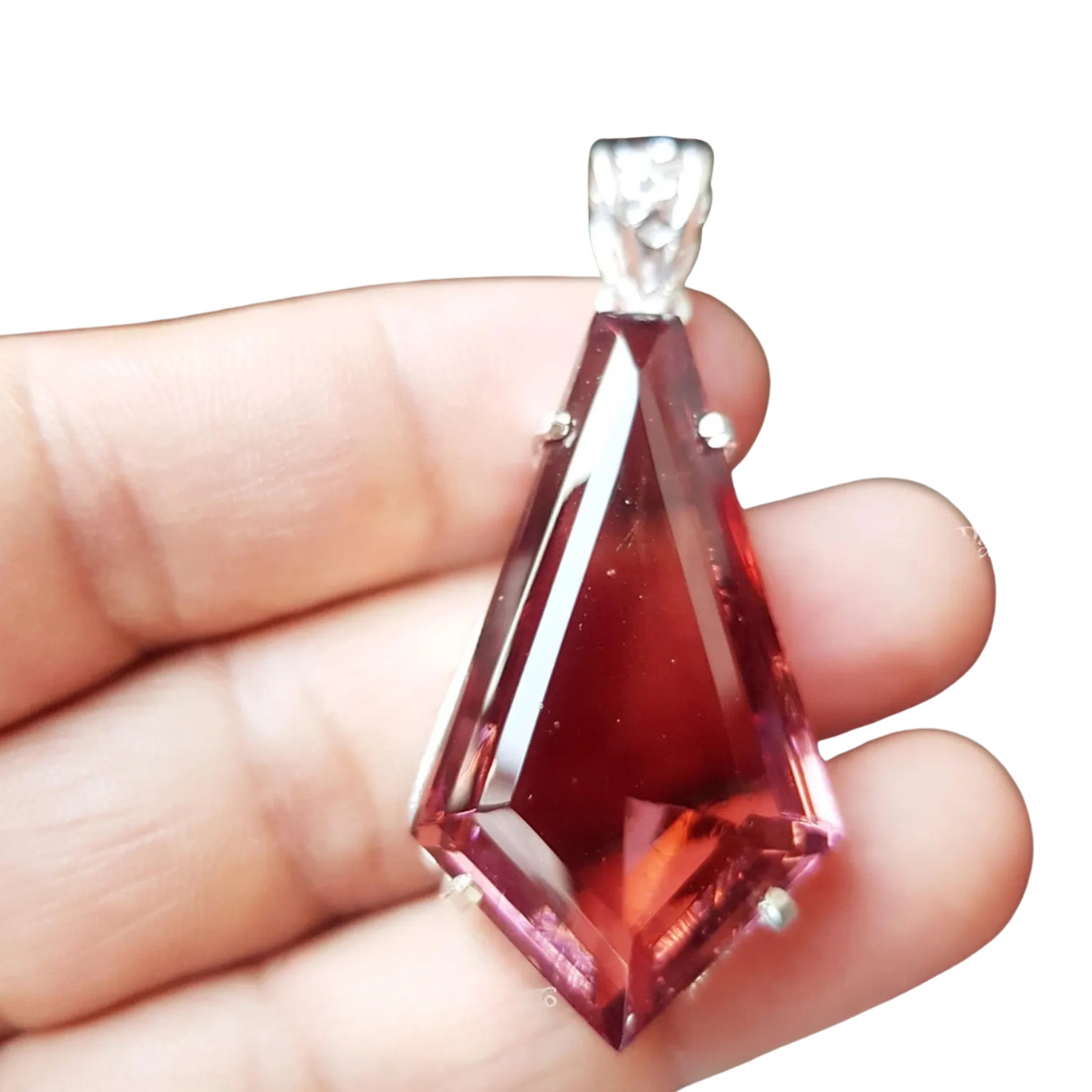 70+ Ct Color Change Alexandrite Pink Nano Pendant Necklace German Silver